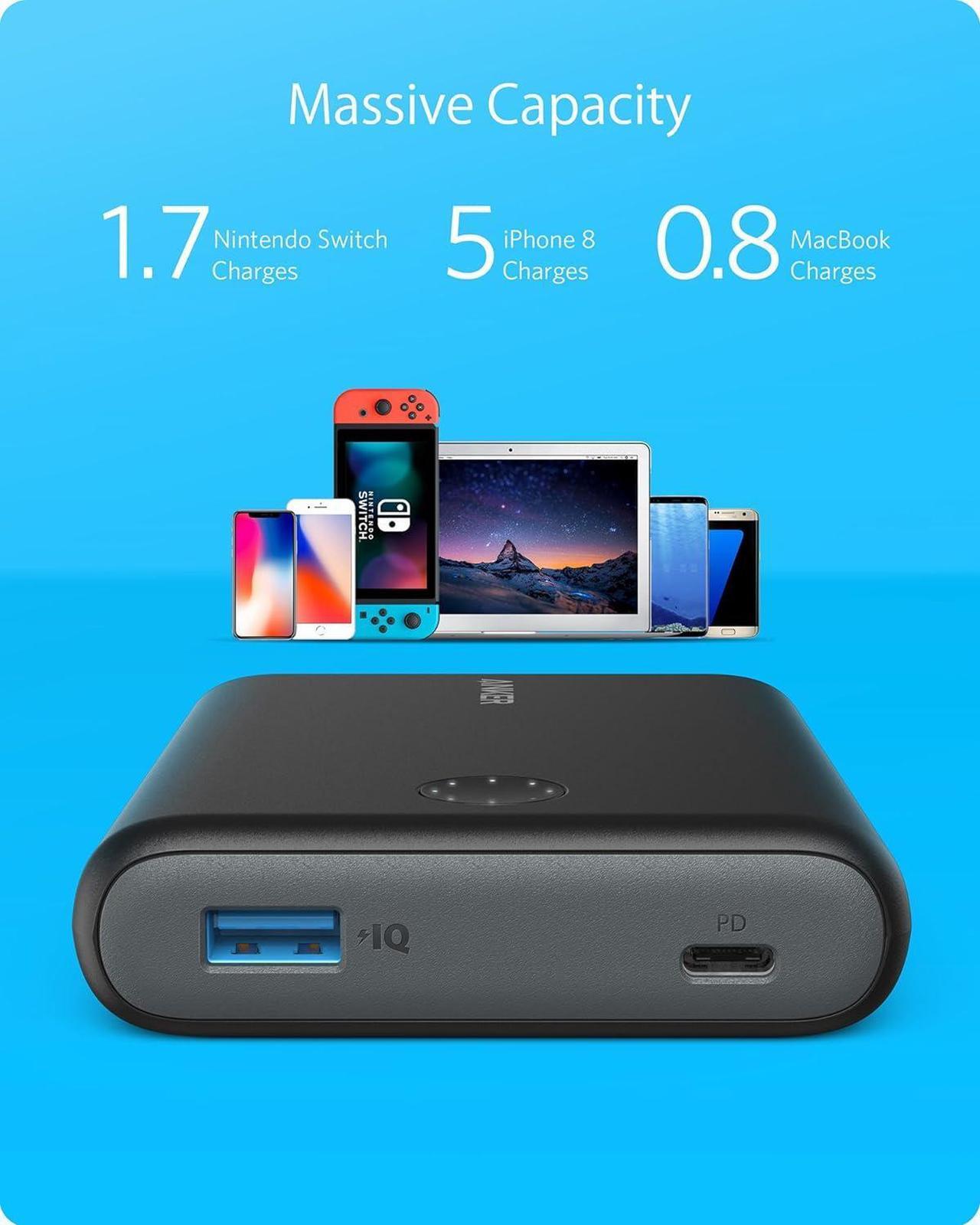 Alt view image 5 of 7 - PowerCore 13400 Nintendo Switch Edition, The Official 13400mAh Portable Charger for Nintendo Switch, for use with iPhone X/8, USB-C MacBooks, and More