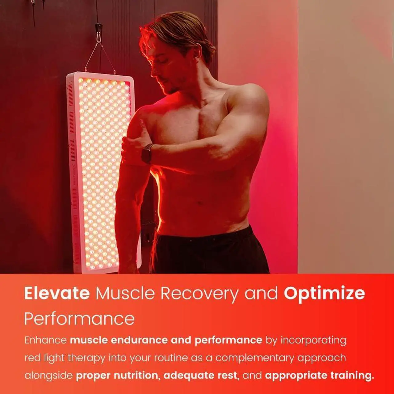 Alt view image 7 of 7 - Red Light Therapy, Dual Chip Clinical Grade LED Device with Near-Infrared Light 660nm 850nm High Power Panel, Ideal for Body, Face, Recovery, Improve Sleep, Skin Health, 105W (Black 60)
