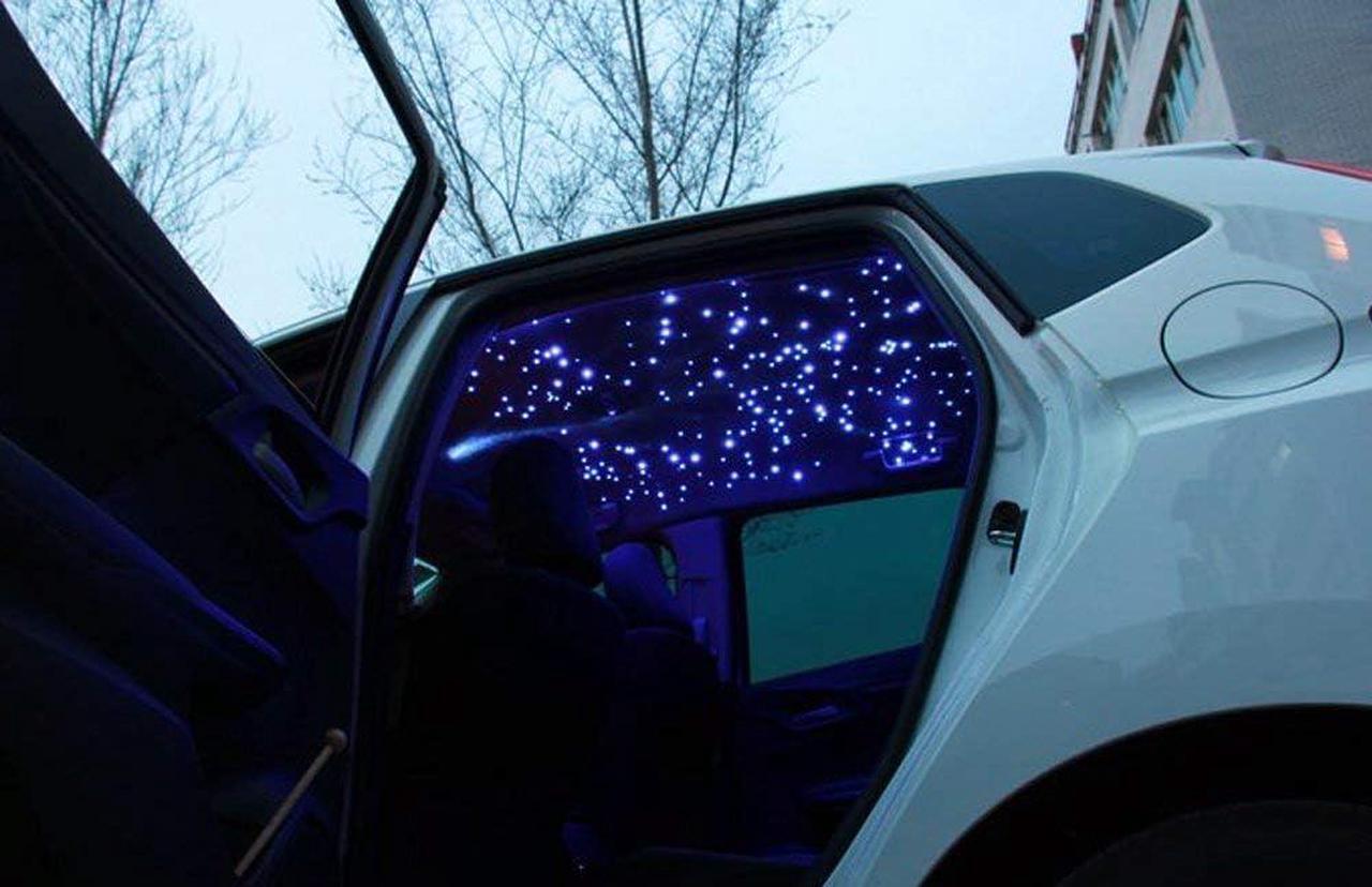 Alt view image 7 of 7 - 6W Bluetooth Music Control RGB LED Fiber Optic Lights Star Ceiling Light Kit RF 28 Key Remote APP Sensor Light Source 550pcs 0.75mm 13.1ft Fiber Strands for Indoor Car Home Interior Decoration