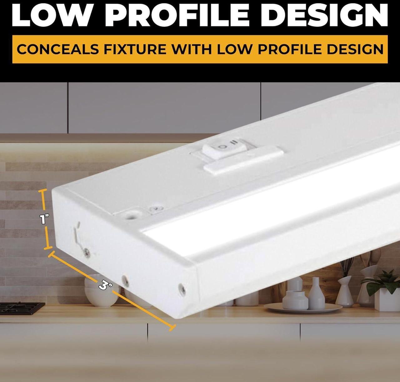 Alt view image 5 of 7 - LED Under Cabinet Lighting Hardwired - 3CCT 12 Inch White Finish - Undercabinet Lights for Kitchen - Linkable Undercounter Dimmable Plug in Light or Hard Wired - Under Counter Fixture Direct Wire