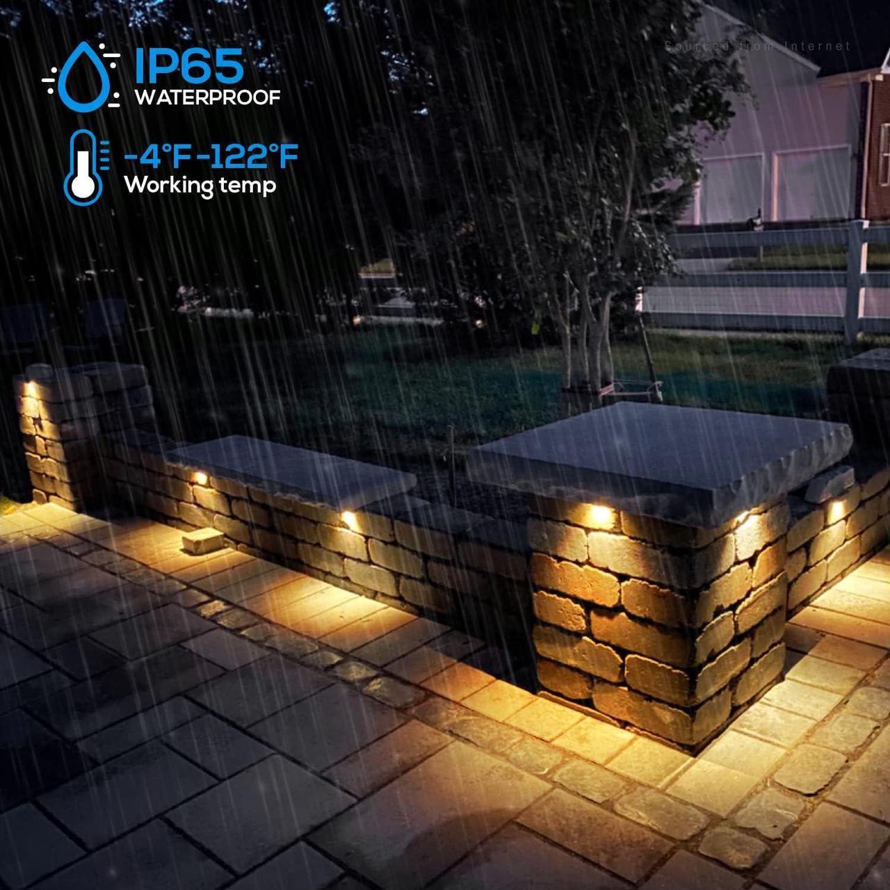 Alt view image 5 of 7 - 8-Pack Classic Series 12 Inch LED Retaining Wall Lights, Hardscape Lighting Low Voltage, Voltage Landscape 12V Paver 3W Outdoor Step 2700K Soft White, ETL