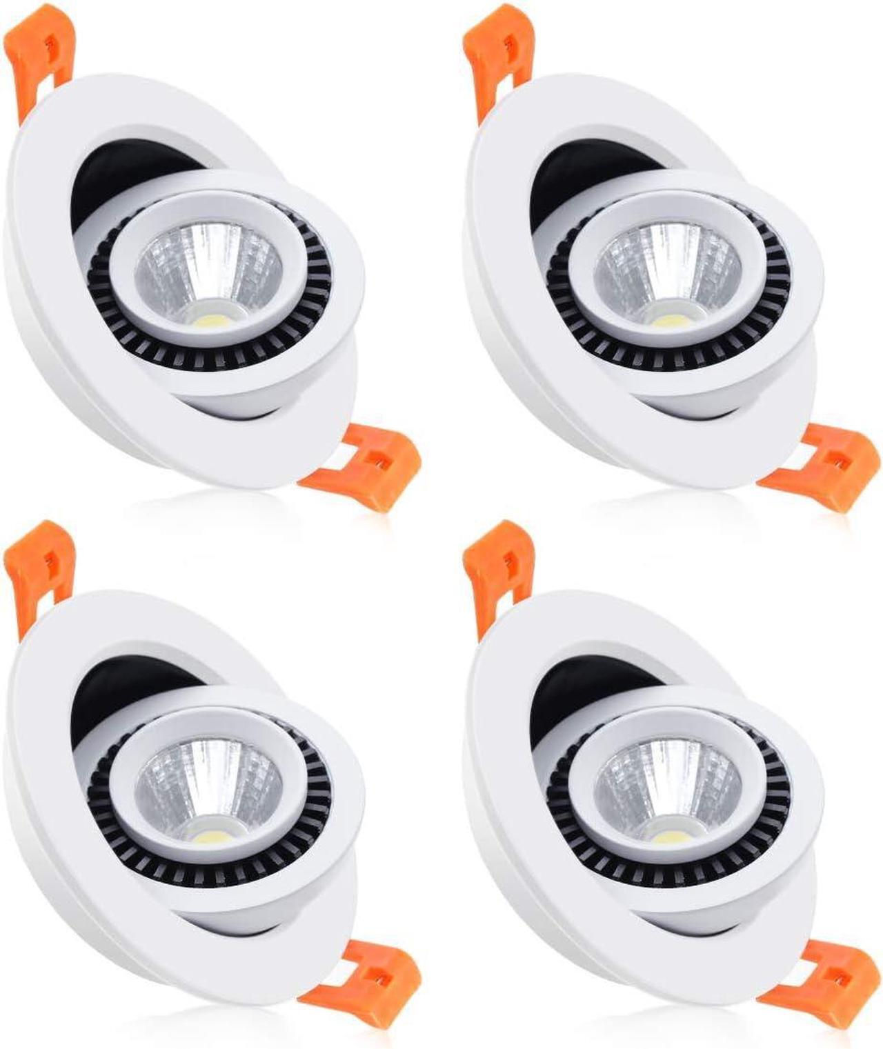 Main image of 3 Inch Eyeball Gimbal LED Recessed Lighting Dimmable Downlight, 5W (50W Halogen Equivalent) Adjustable Spotlight, 3000K Warm White, CRI80, Ceiling Light with LED Driver (4 Pack)