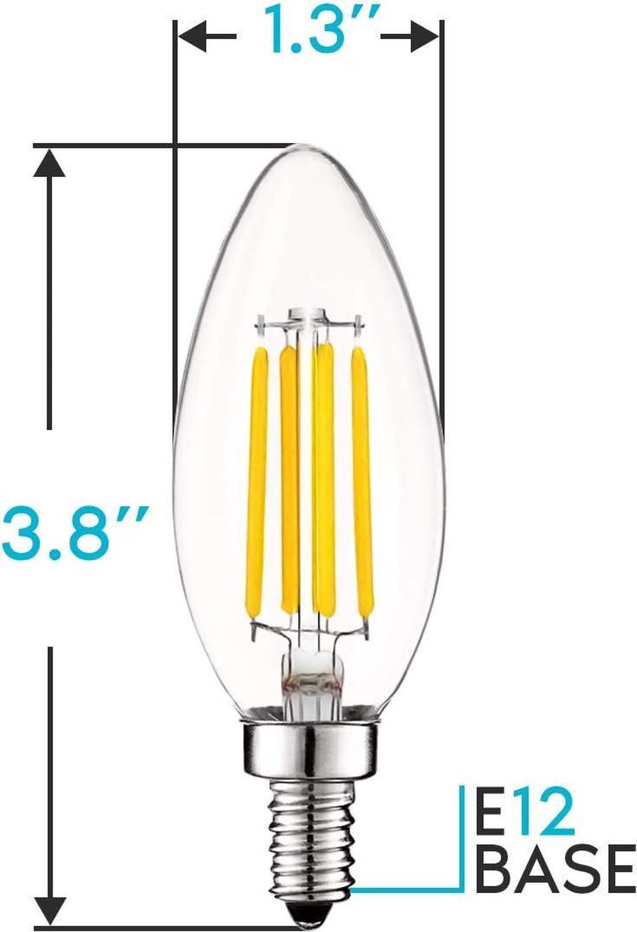 Alt view image 4 of 7 - Vintage Candelabra LED Bulb 60W Equivalent, 550 Lumens, 3000K Soft White, LED Chandelier Light Bulbs 5W, Dimmable, Clear Glass, Filament LED Candle Bulbs, UL Listed, E12 Base (12 Pack)