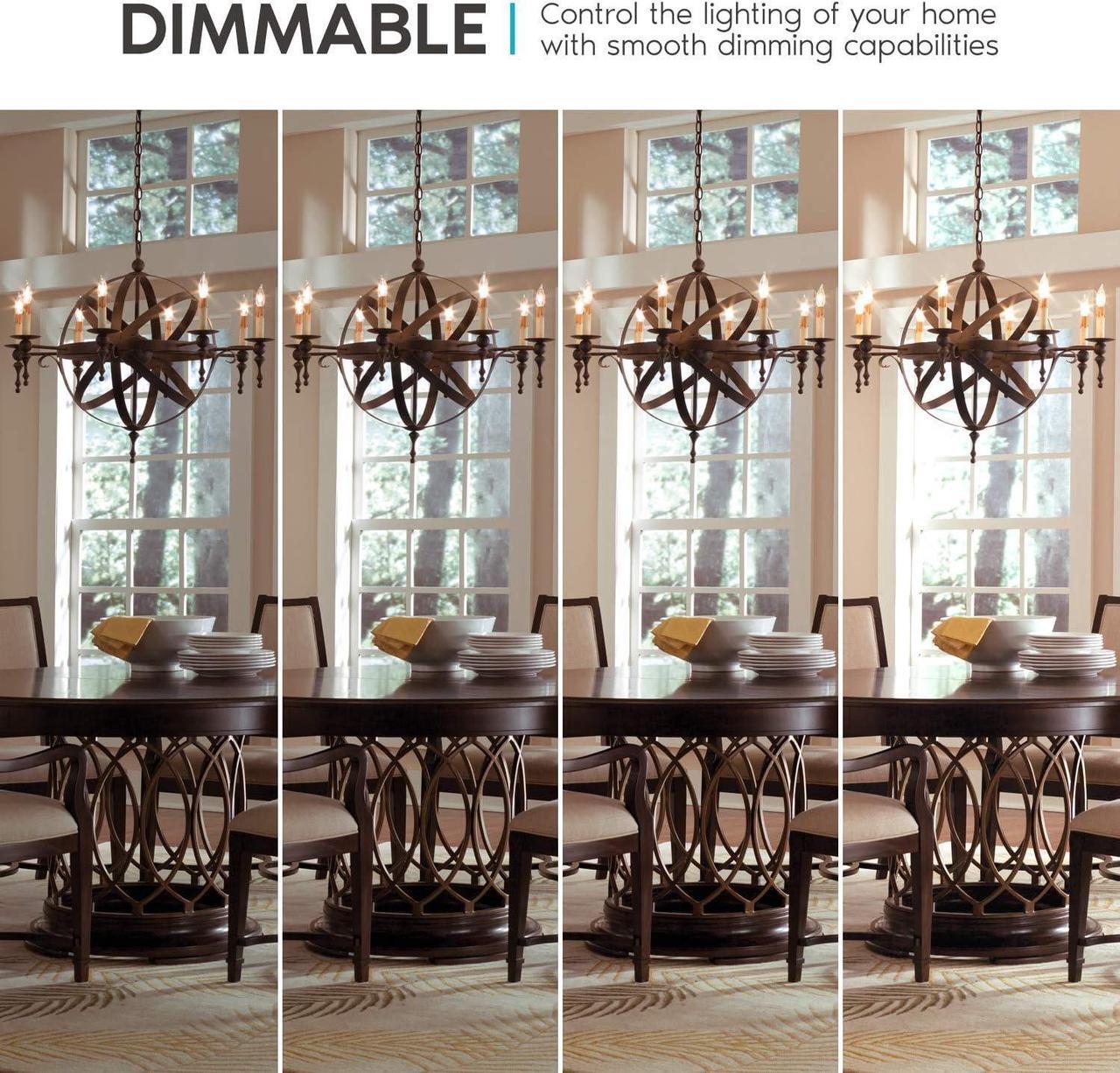 Alt view image 6 of 7 - Vintage Candelabra LED Bulb 60W Equivalent, 550 Lumens, 3000K Soft White, LED Chandelier Light Bulbs 5W, Dimmable, Clear Glass, Filament LED Candle Bulbs, UL Listed, E12 Base (12 Pack)