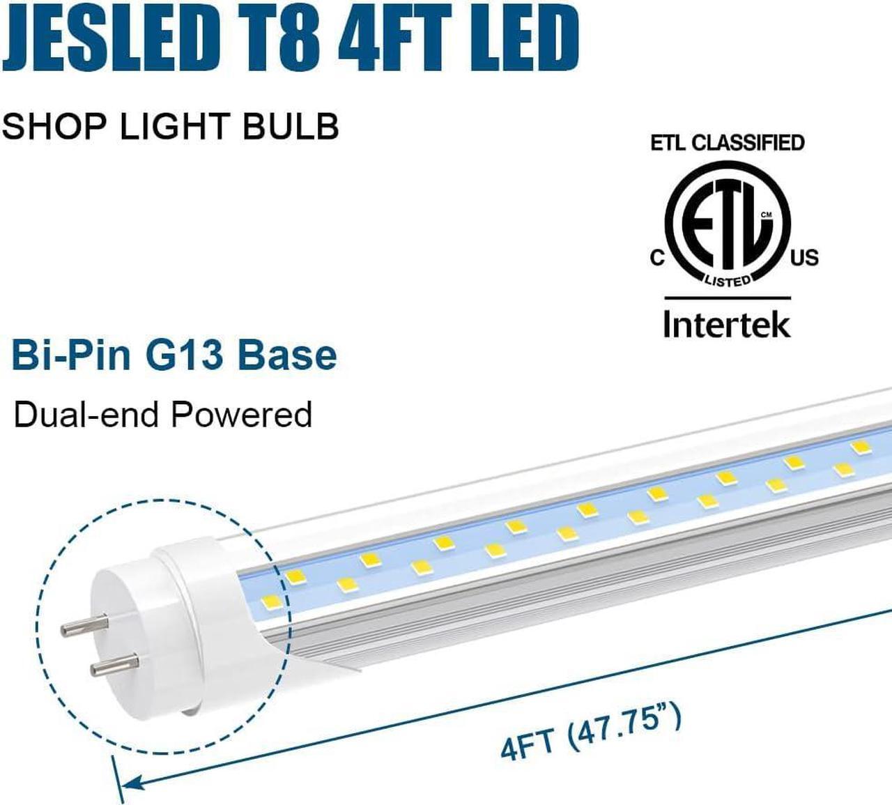 Alt view image 2 of 7 - T8 4FT LED Type B Light Bulbs, 24W 6000K-6500K, 3000LM, T12 4 Foot LED Tubes Replacement for Fluorescent Fixtures, Clear, Dual Ended Power, Remove Ballast, Garage Warehouse Shop Lights(25-Pack)