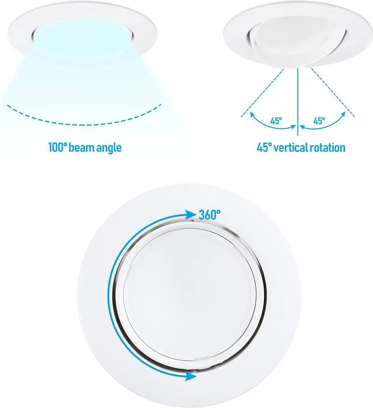 Alt view image 6 of 7 - 4 Inch 5000K Retrofit LED Gimbal Recessed Light, Dimmable LED Recessed Downlight, CRI90+, 10W Swivel Directional Recessed Lighting, Adjustable Recessed Can Light, ETL Listed, Pack of 4