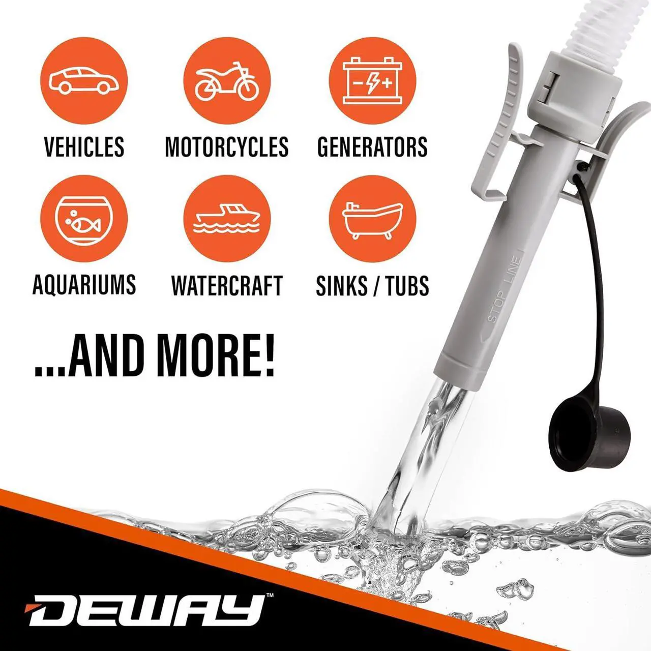 Alt view image 2 of 7 - Battery-Powered Stick Fuel Transfer Pump with Auto-Stop Nozzle and Beep Function, Fast 3.2GPM Flow Rate & 51 Clear Hose | Fits Most Gas Cans for Pumping Gasoline, Diesel & Non-Potable Water