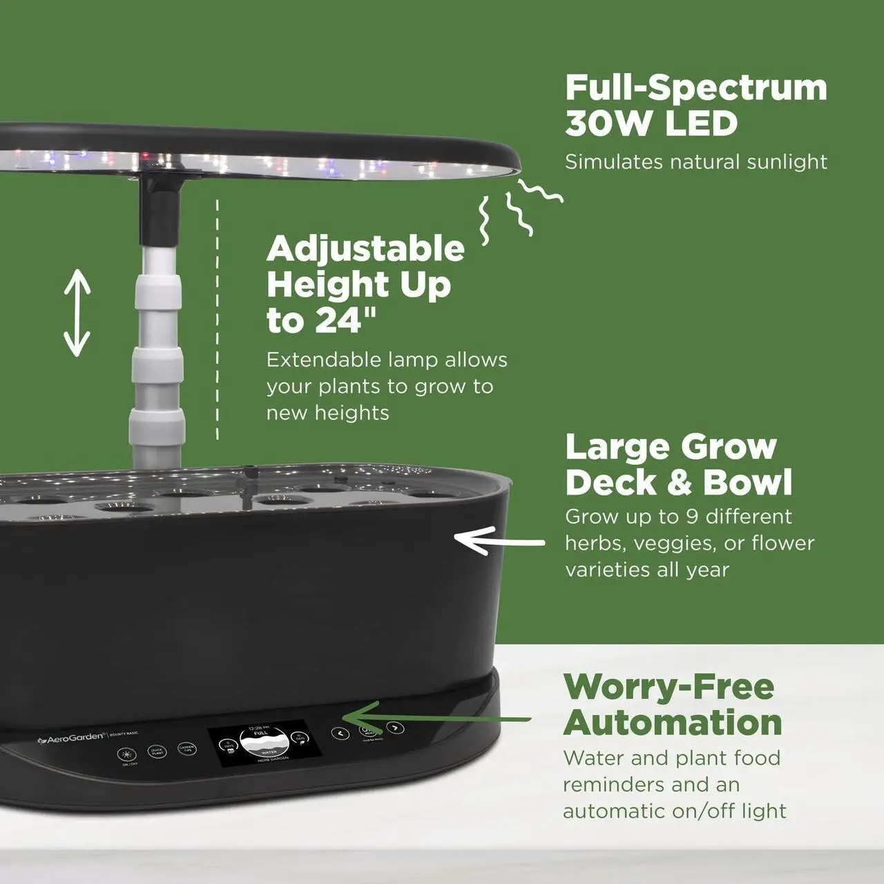 Alt view image 7 of 7 - Indoor Garden with LED Grow Light, Black