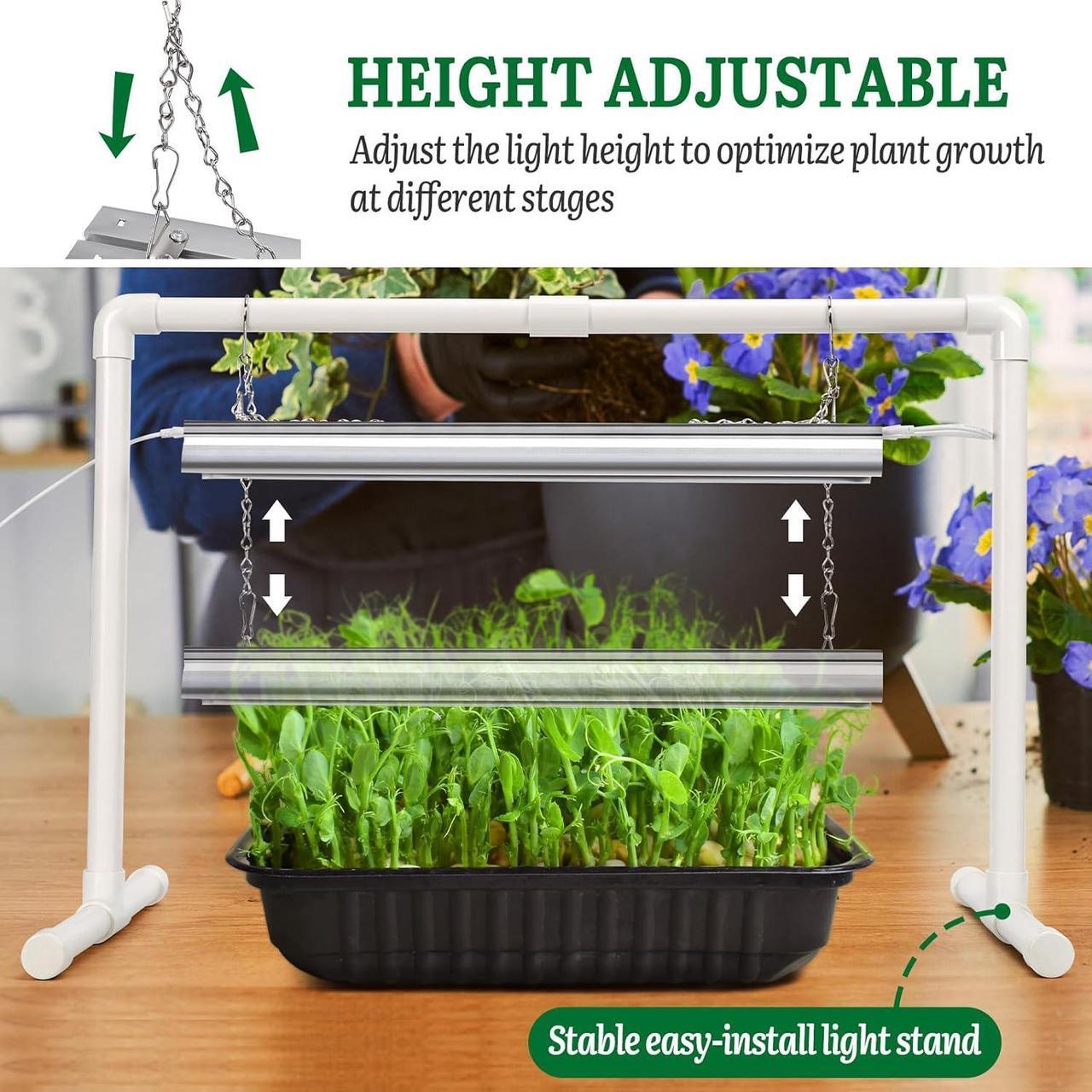 Alt view image 6 of 6 - 1020 Size Seed Starter Kit with Grow Light and Heat Mat - Strong Seed Starter Tray, 7" Humidity Dome, Grow Light Stand for Seed Starting & Seedling Propagation