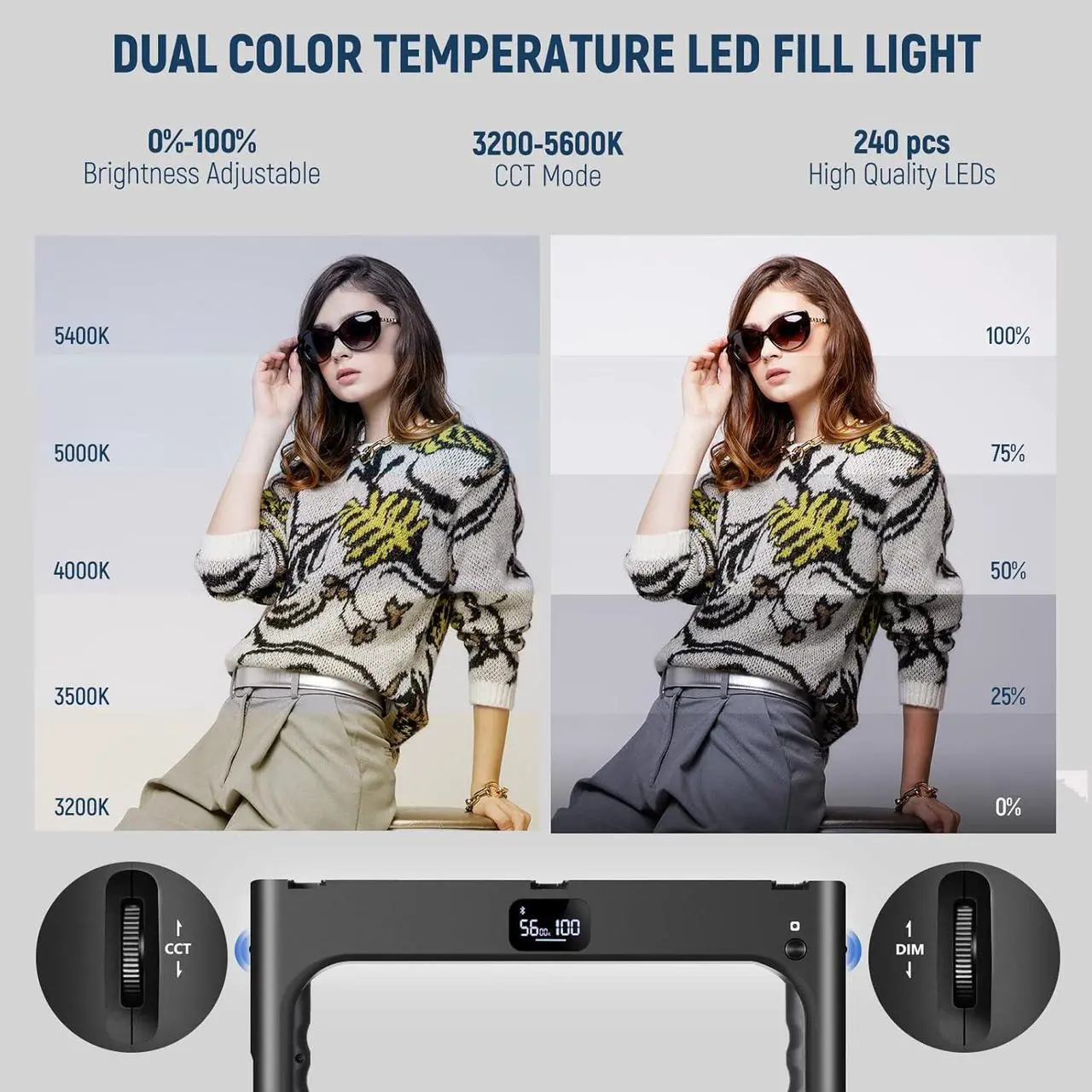 Alt view image 3 of 7 - A111 II Smartphone Video Rig with Light Kit, Support Vertical Shoot, Handheld Phone Camera Cage Stabilizer with Cold Shoes/Shutter/Battery, Square Ring Light CRI97+ for YouTube TikTok