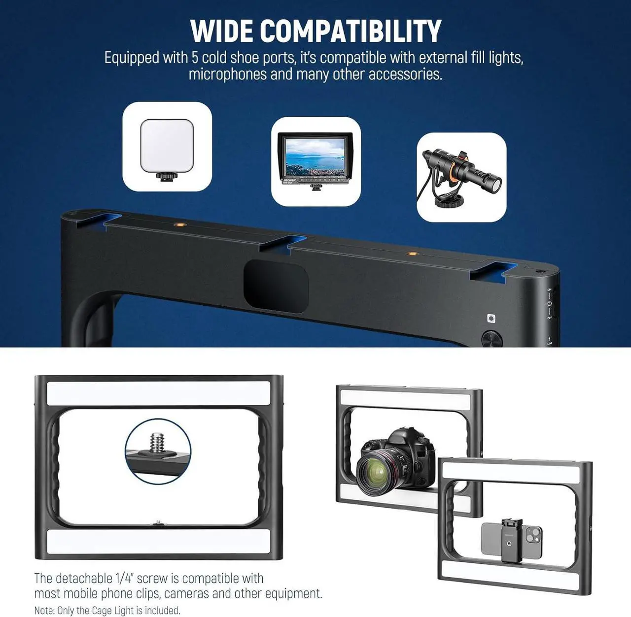 Alt view image 5 of 7 - A111 II Smartphone Video Rig with Light Kit, Support Vertical Shoot, Handheld Phone Camera Cage Stabilizer with Cold Shoes/Shutter/Battery, Square Ring Light CRI97+ for YouTube TikTok