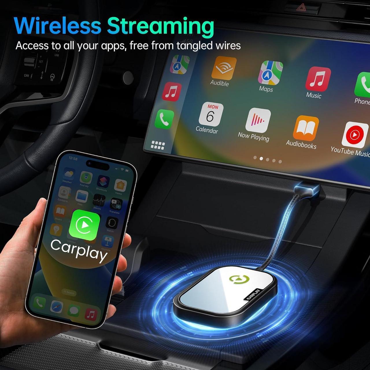 Alt view image 2 of 7 - Wireless CarPlay Adapter for  iPhone, Converts Factory Wired CarPlay to Wireless CarPlay 2024 Upgrade Plug & Play Auto Connect Fast Easy Use for Cars from 2015 & iPhone iOS 10+ Black