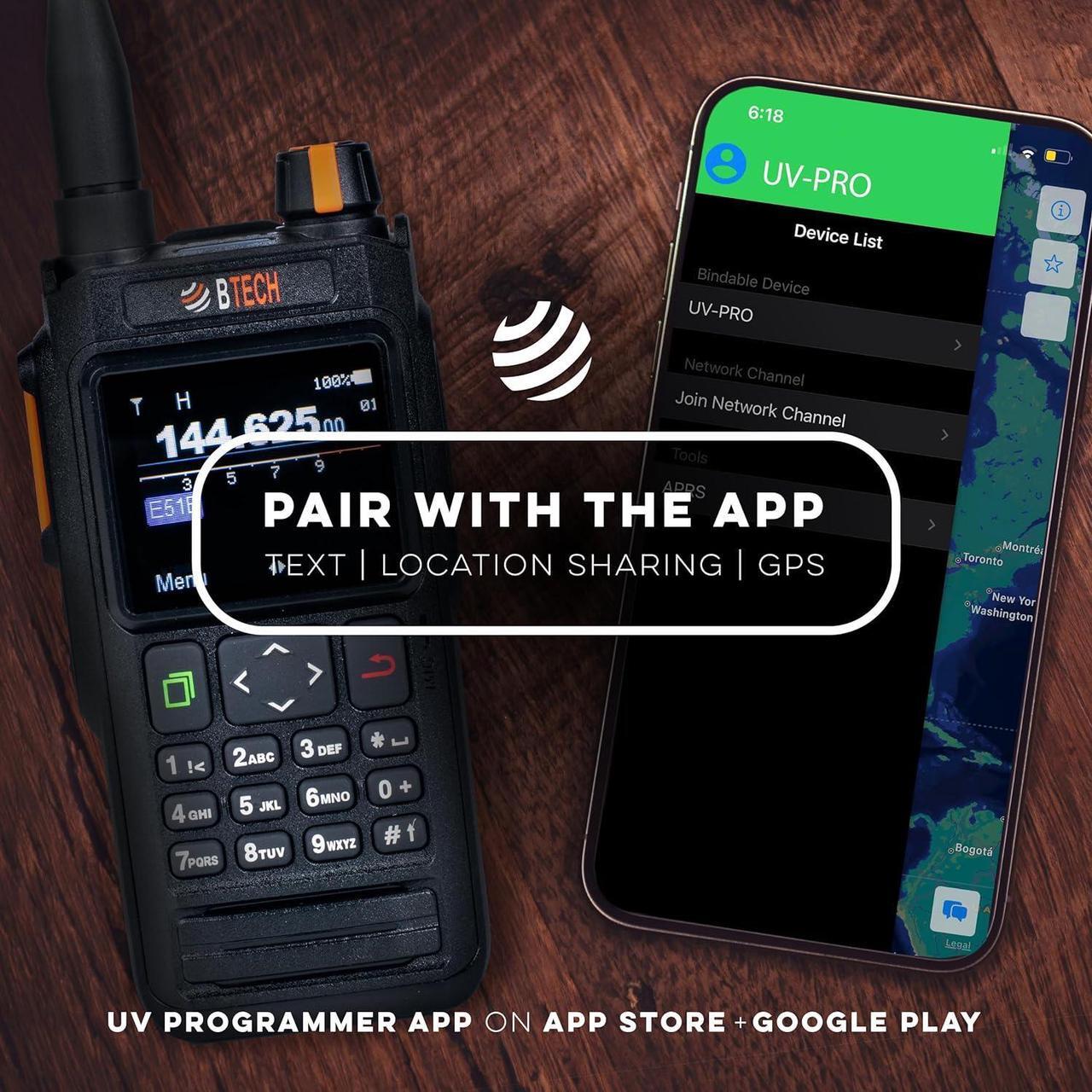 Alt view image 2 of 7 - UV-PRO IP67 Dual Band VHF/UHF Two-Way Radio - APRS, Bluetooth, GPS, Text Messaging, Aviation Band Scanner, NOAA Weather Alerts, USB-C Rechargeable Battery
