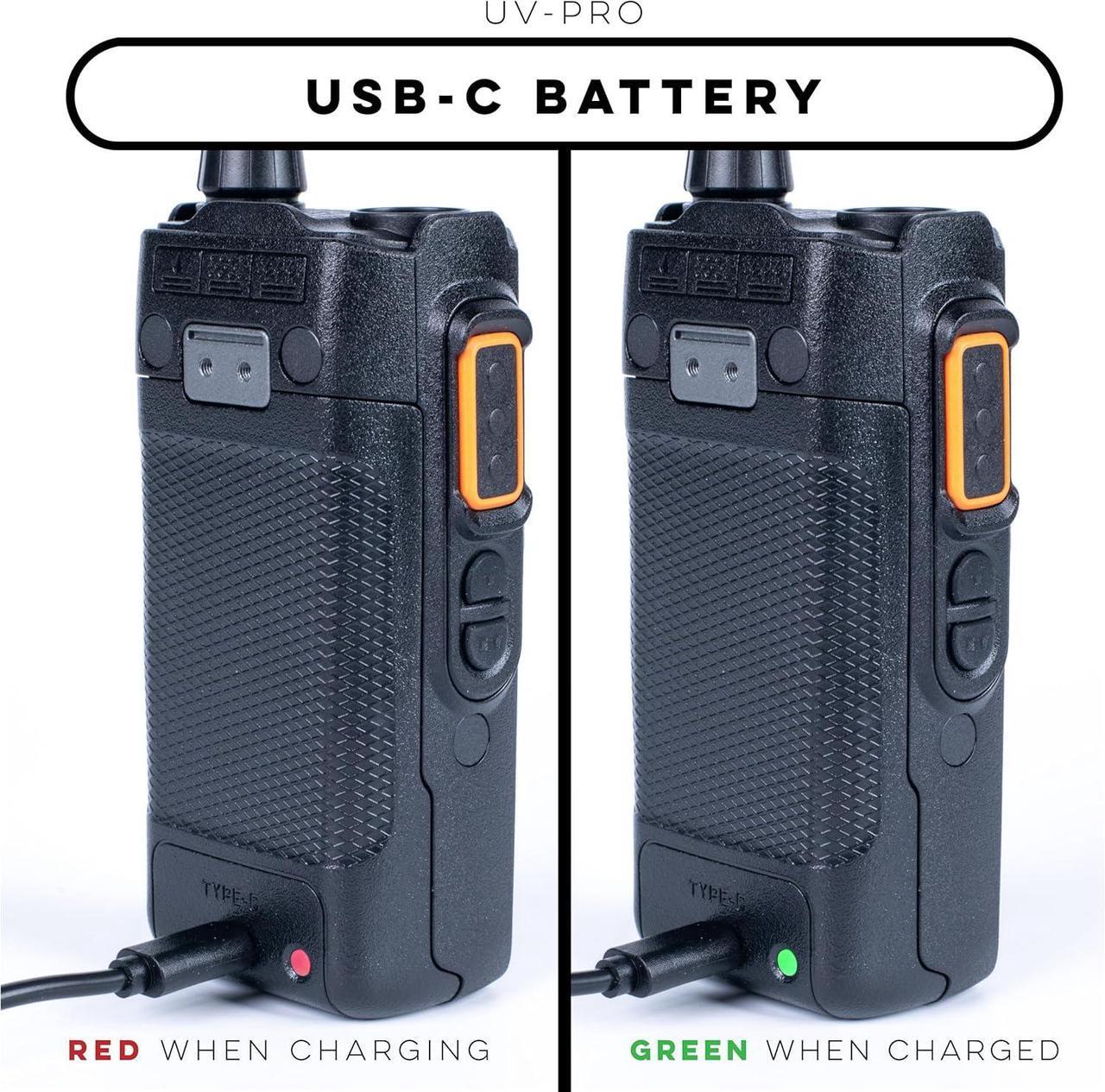 Alt view image 7 of 7 - UV-PRO IP67 Dual Band VHF/UHF Two-Way Radio - APRS, Bluetooth, GPS, Text Messaging, Aviation Band Scanner, NOAA Weather Alerts, USB-C Rechargeable Battery