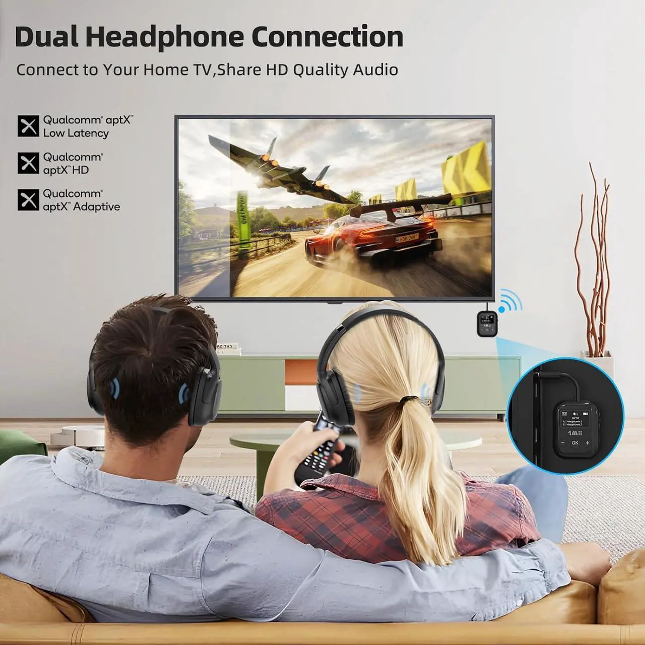 Alt view image 3 of 7 - Airplane Bluetooth 5.3 Transmitter for All Headphones - Bluetooth Adapter for TV - Dual Connection - aptX Low Latency - Flying Travel,Long Flight Essentials - Wireless Audio Aux for MP3,Game,PC-Black