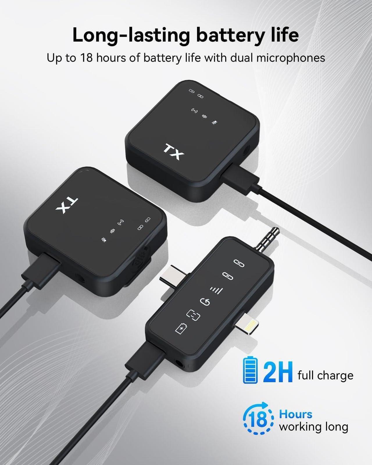 Alt view image 4 of 7 - 3 in 1 Microphone for iPhone/Android/Camera, Wireless Lavalier Microphone, 328ft Transmission, 18H Battery Life, Mini Microphone for Record Interview, Vlogs, YouTube, Tiktok