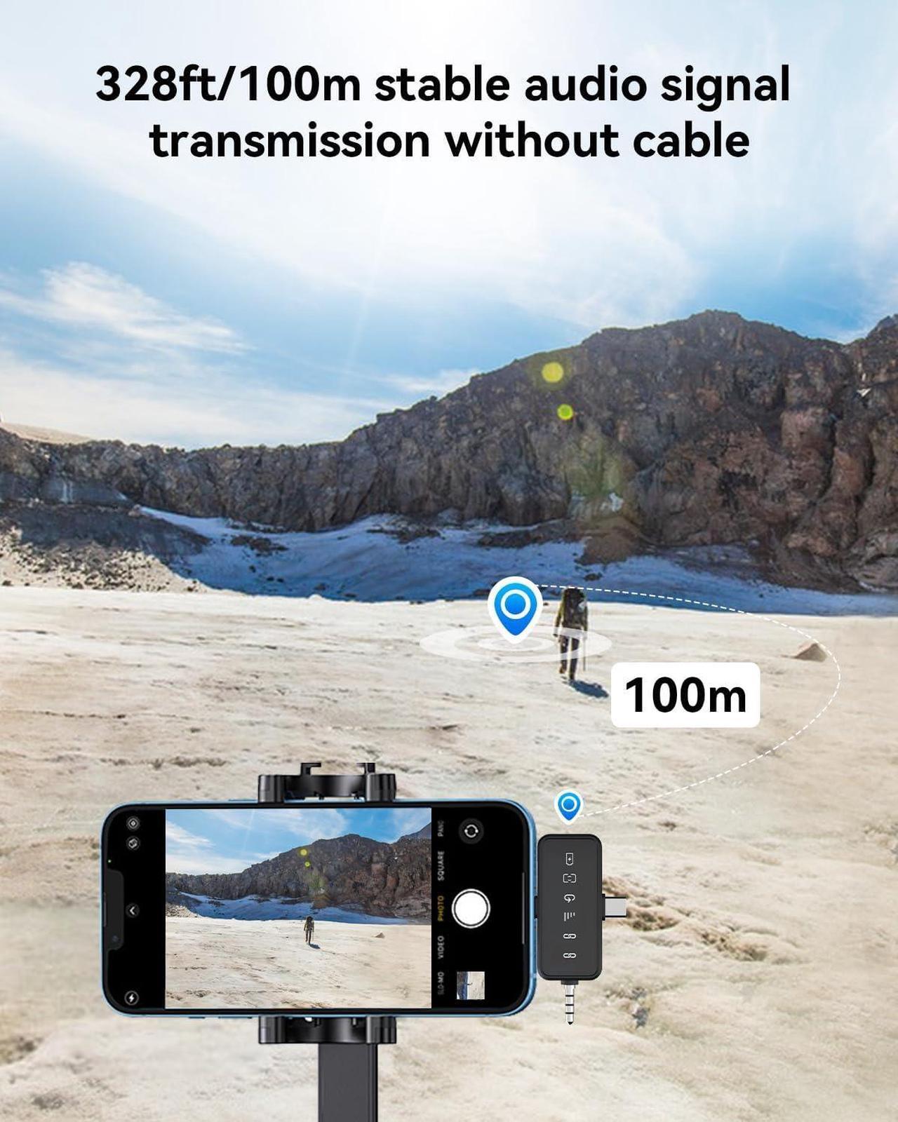 Alt view image 5 of 7 - 3 in 1 Microphone for iPhone/Android/Camera, Wireless Lavalier Microphone, 328ft Transmission, 18H Battery Life, Mini Microphone for Record Interview, Vlogs, YouTube, Tiktok