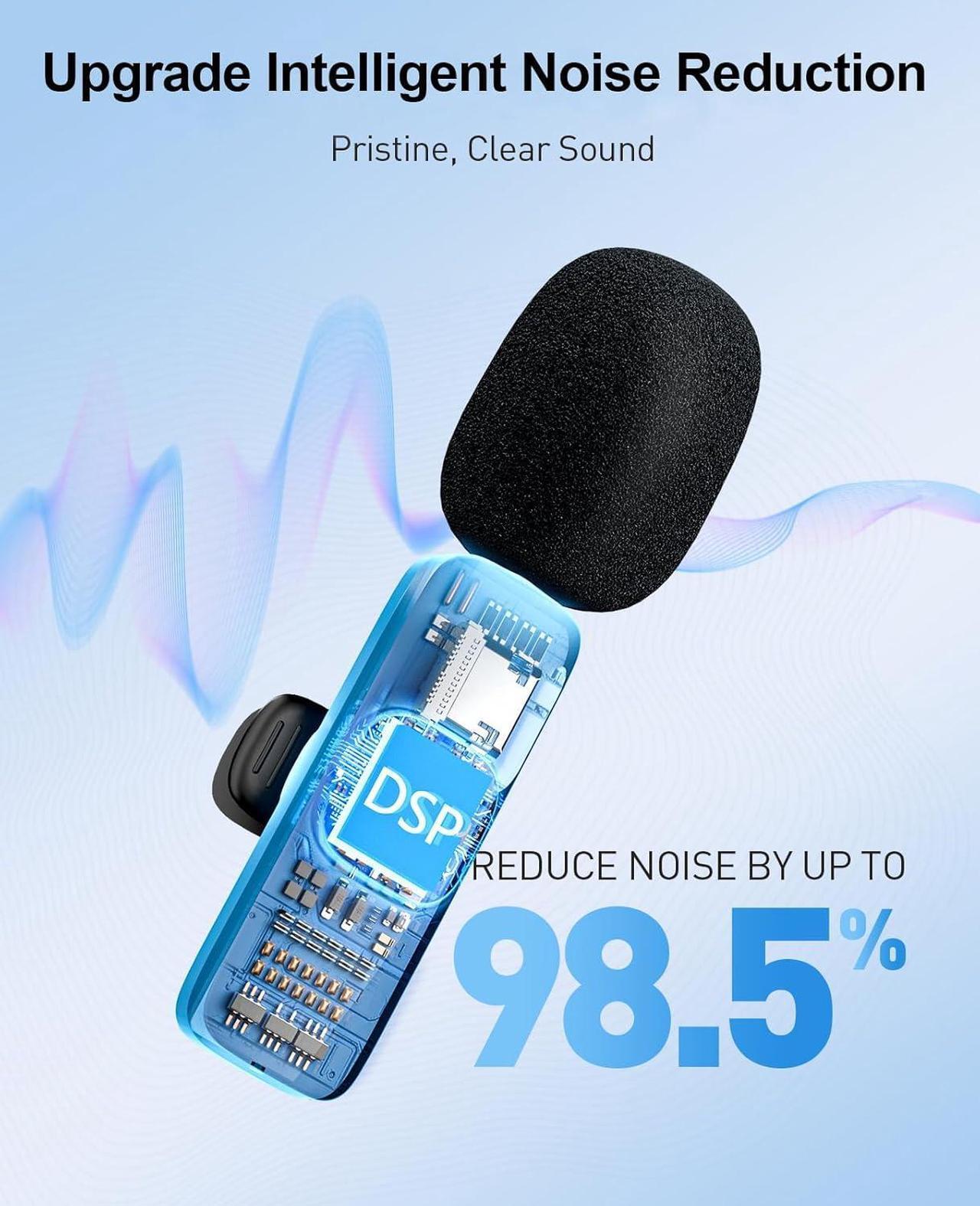 Alt view image 3 of 7 - Mini Microphone, 3 in 1 Wireless Lavalier Microphones for iPhone, iPad, Camera and Android Devices, Noise Reduction Lapel Mic, Clip on Mic for Video Recording Vlog, YouTube, Interview