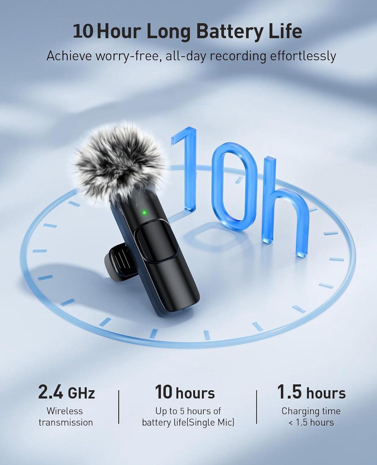Alt view image 6 of 7 - Mini Microphone, 3 in 1 Wireless Lavalier Microphones for iPhone, iPad, Camera and Android Devices, Noise Reduction Lapel Mic, Clip on Mic for Video Recording Vlog, YouTube, Interview