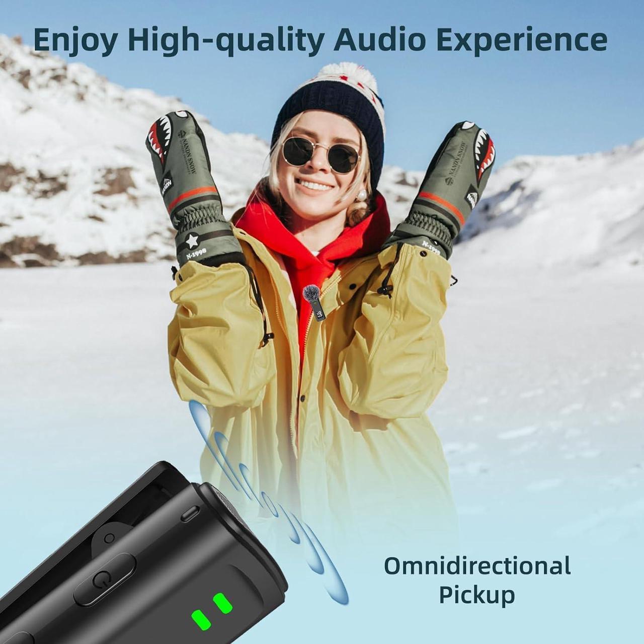 Alt view image 3 of 7 - Wireless Lavalier Microphone for iPhone and Android Phone Microphone with Charging Case, USB C Mini Mic for Video Recording, Vlogging, Interviewing, Podcasting, 35H, 75FT