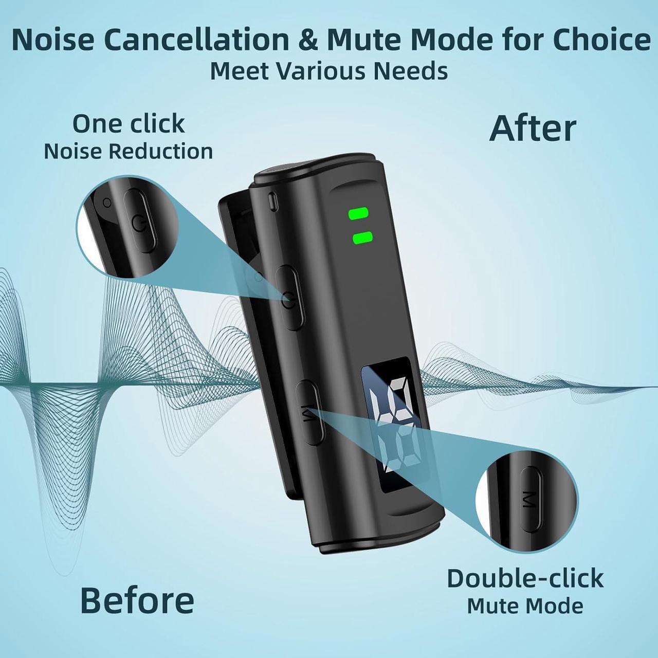 Alt view image 4 of 7 - Wireless Lavalier Microphone for iPhone and Android Phone Microphone with Charging Case, USB C Mini Mic for Video Recording, Vlogging, Interviewing, Podcasting, 35H, 75FT