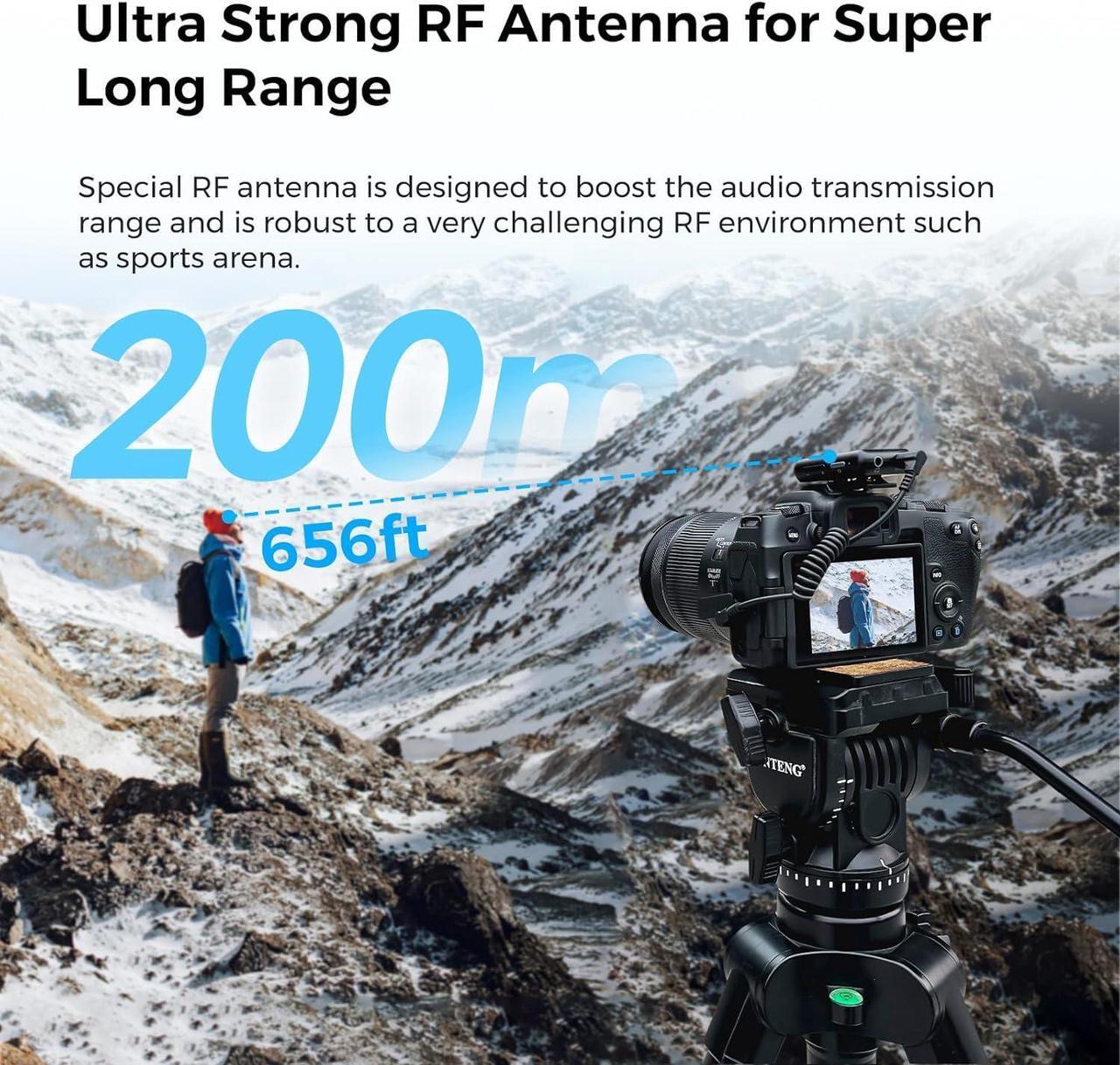 Alt view image 5 of 7 - Wireless Lavalier Microphone for iPhone/Android/DSLR/Camera/PC, Wireless Lapel Microphone System with Noise Cancellation, 656ft Transmission, LCD Display, 20H Battery Life (AWM20T)