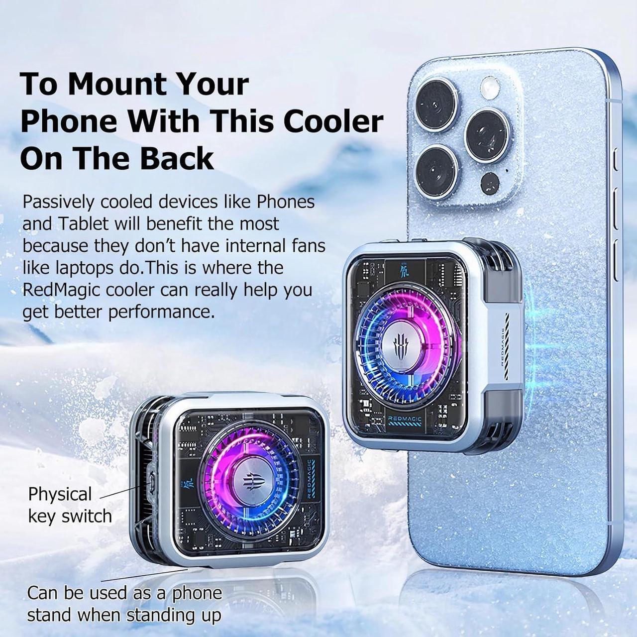 Alt view image 2 of 7 - RedMagic Magnetic Cell Phone Cooler 5 Pro with Clip, Cellphone Radiator Fan for Phone with RGB LED Semiconductor Heatsink Cooling 36W Mobile Phone Cooling Fan for Phone Gaming, Live Streaming