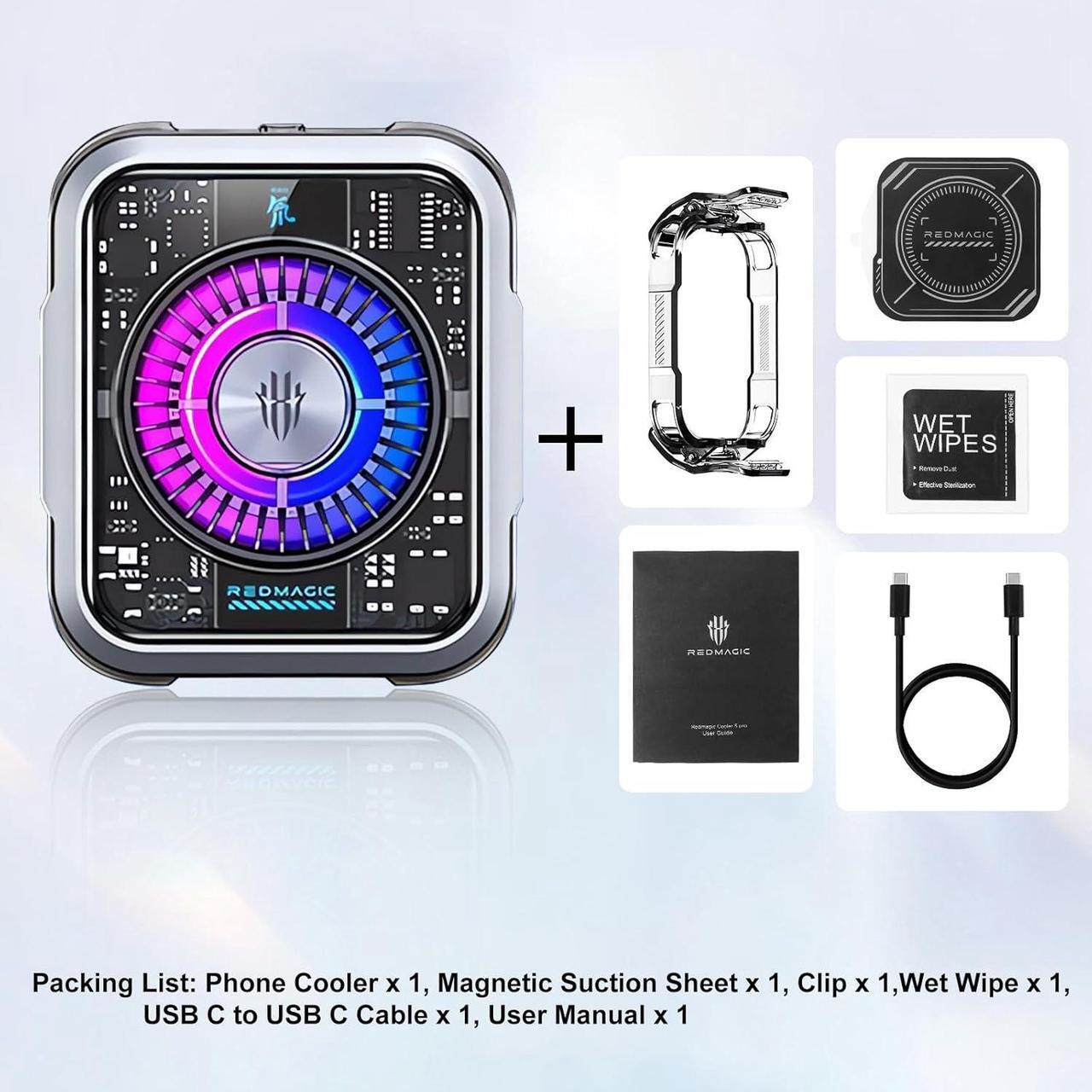 Alt view image 6 of 7 - RedMagic Magnetic Cell Phone Cooler 5 Pro with Clip, Cellphone Radiator Fan for Phone with RGB LED Semiconductor Heatsink Cooling 36W Mobile Phone Cooling Fan for Phone Gaming, Live Streaming