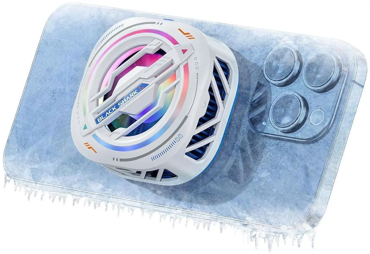 Main image of Black Shark Magnetic Cell Phone Cooler, RGB Phone Cooling Fan Portable Lightweight Mobile Phone Cooling Fan, Phone Radiator with Larger Cooling Area for Phone/Tablet/IPad (White)