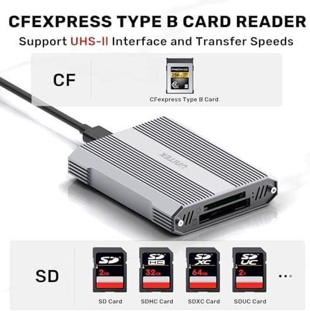 Alt view image 3 of 7 - 4 in 1 CFexpress Type B Card Reader - SD4.0 UHS-II & Micro SD Card Reader with USB-A Hub 10Gbps USB 3.2 Gen 2 CFexpress Adapter for CFexpress Type B/SD UHS-II/Micro SD 3.0/SDHC/SDXC/SDUC