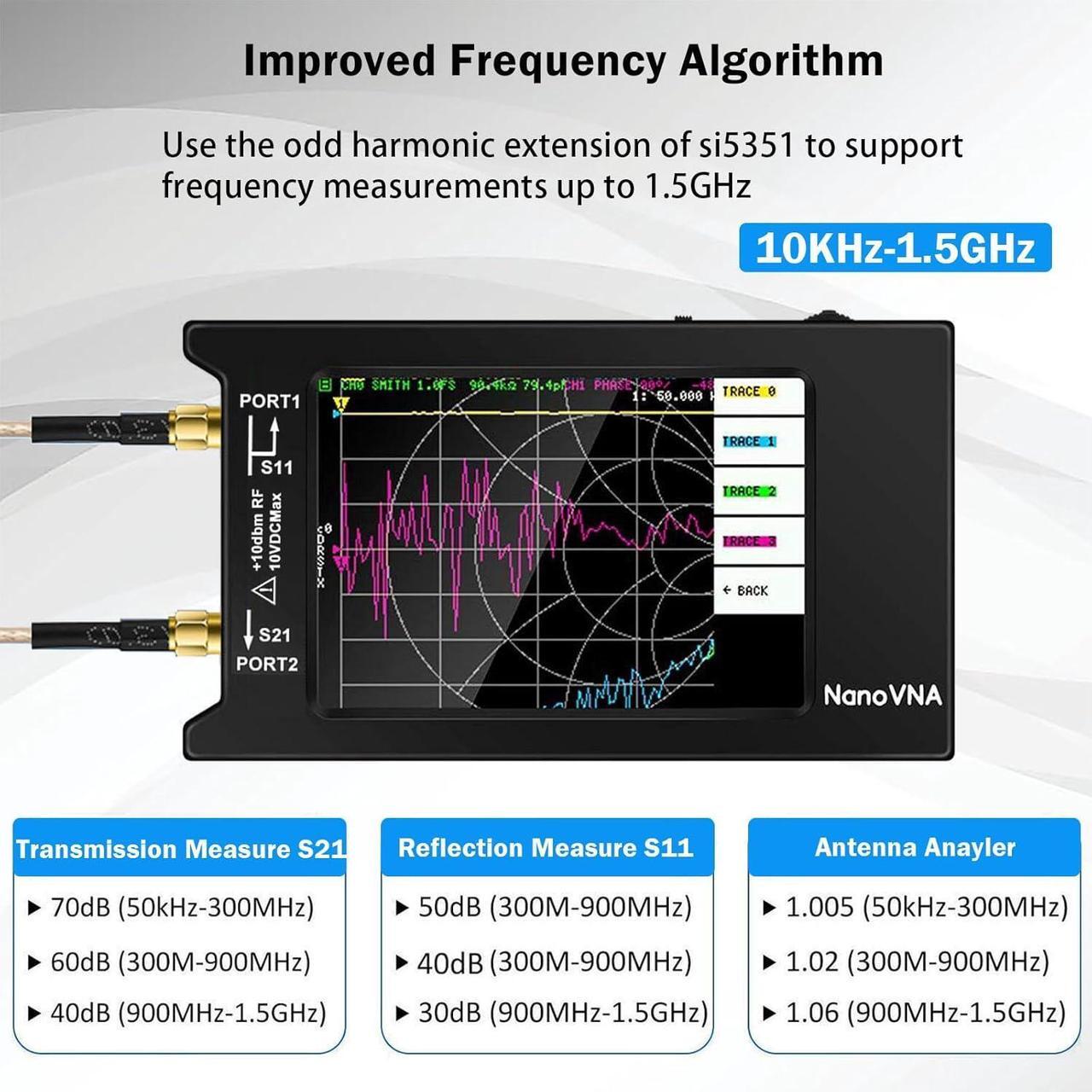 Alt view image 4 of 7 - Upgrated NanoVNA-H4 Vector Network Analyzer, Lastest V4.3 10KHz-1.5GHz HF VHF UHF 4" Touch Screen VNA Antenna Analyzer Ham Radio, Measuring S Parameters, SWR, Phase, Delay, Smith Chart