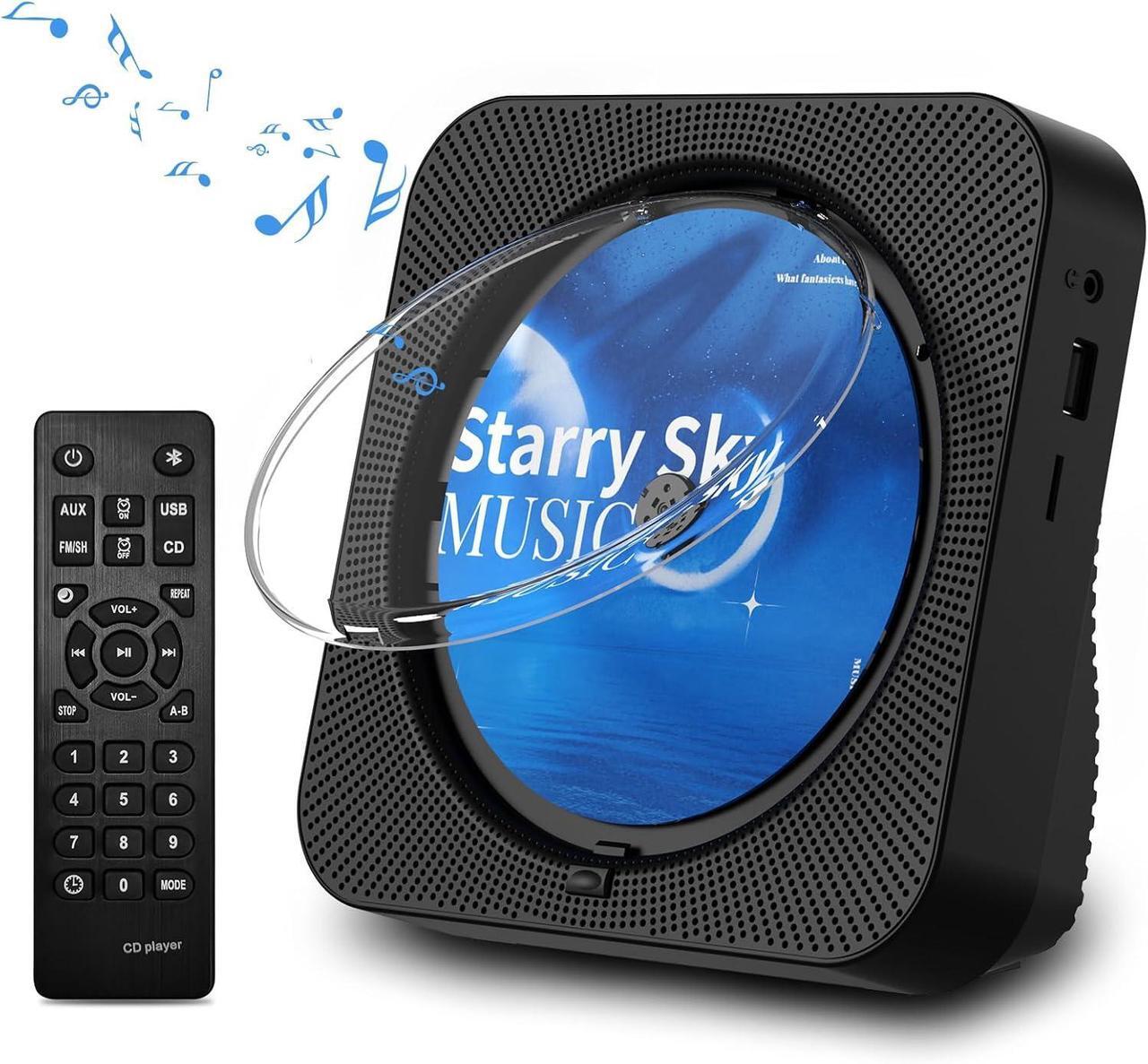 Main image of CD Player Portable Bluetooth 5.1 Desktop CD Player with HiFi Sound Speakers,Remote Control,Dust Cover,LED Display,Boombox FM Radio,USB/AUX for Home,Kids (Black)