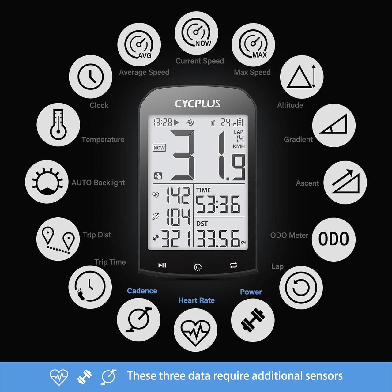 Alt view image 3 of 7 - GPS Wireless Bike Computer, Cycling Computer GPS with Bluetooth/ANT+, Bike Speedometer with 2.9" LCD Screen, Auto Backlight IPX6 Waterproof (New Upgraded)