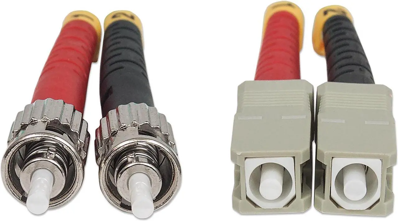 Alt view image 3 of 5 - Intellinet Fiber Optic Patch Cable, Duplex, Multimode, ST/SC, 50/125 Âµm, OM3, 2 m (7 ft.), Aqua