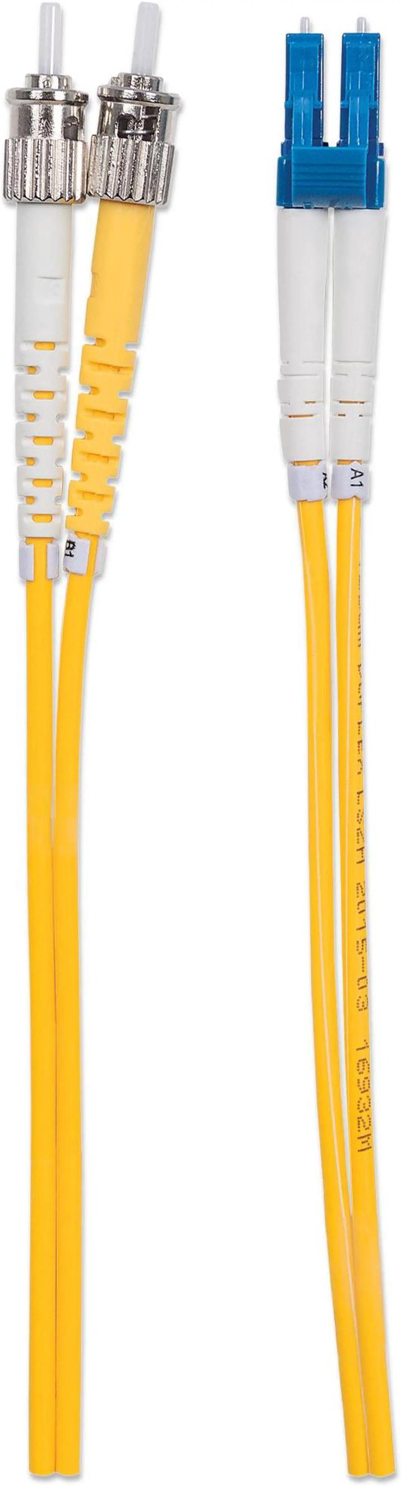 Alt view image 7 of 8 - Intellinet Fiber Optic Patch Cable, Duplex, Single-Mode, LC/ST, 9/125 Âµm, OS2, 2.0 m (7.0 ft.), Yellow