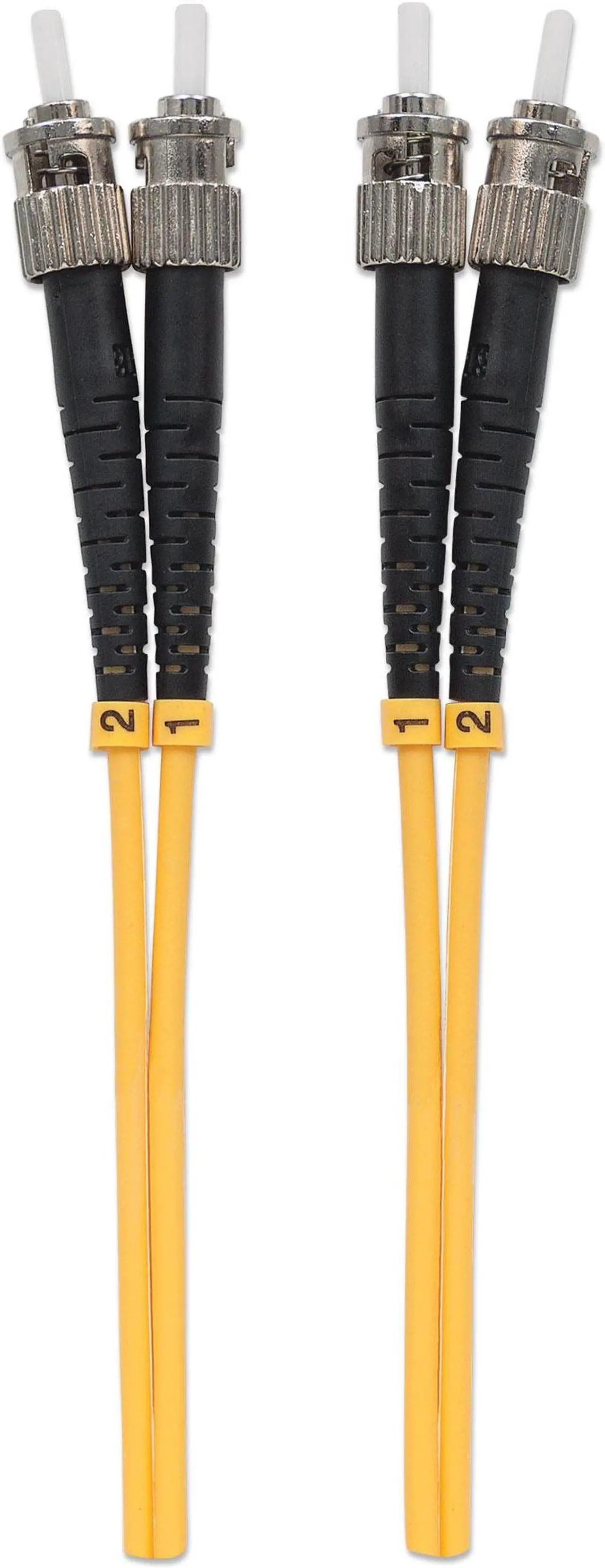 Alt view image 4 of 4 - Intellinet Fiber Optic Patch Cable, Duplex, Single-Mode, ST/ST, 9/125 Âµm, OS2, 5 m (14 ft.), Yellow