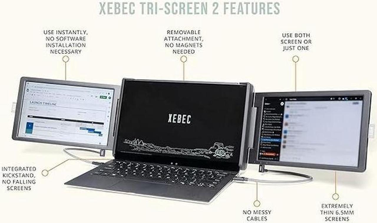 Alt view image 2 of 5 - Xebec Tri-Screen 2 + AirStand Bundle | Triple Laptop Monitor Extender (10.1" Full HD) | Portable Screen Setup for Mac, PC & Chromebook