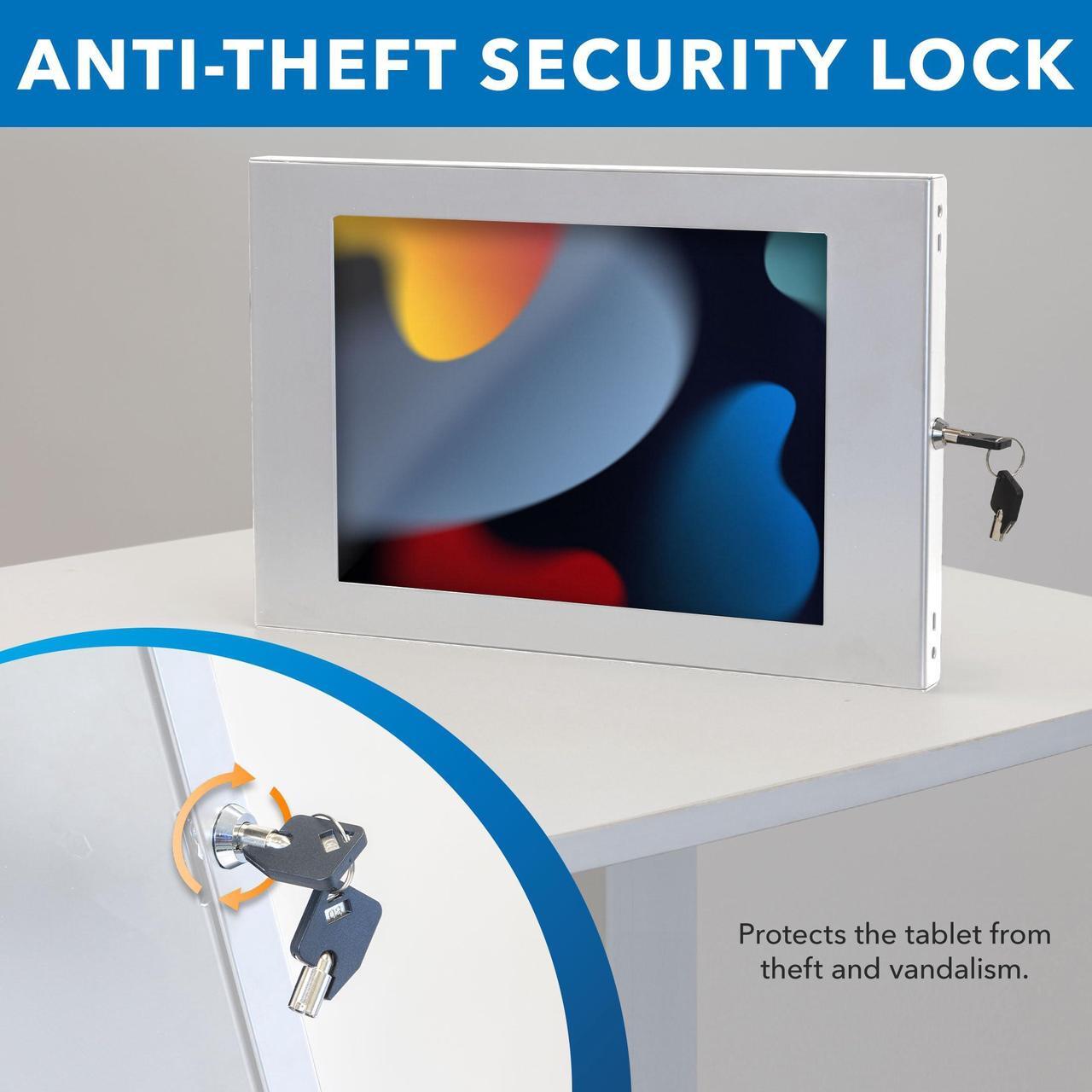 Alt view image 4 of 5 - Mount-It! Anti-Theft Tablet Wall Mount, Tablet Wall Kiosk with Universal Enclosure, Locking Tablet Mount for iPad Generations 7-10, iPad Pro, iPad Air, iPad 10.2 inch, iPad 10.9, White