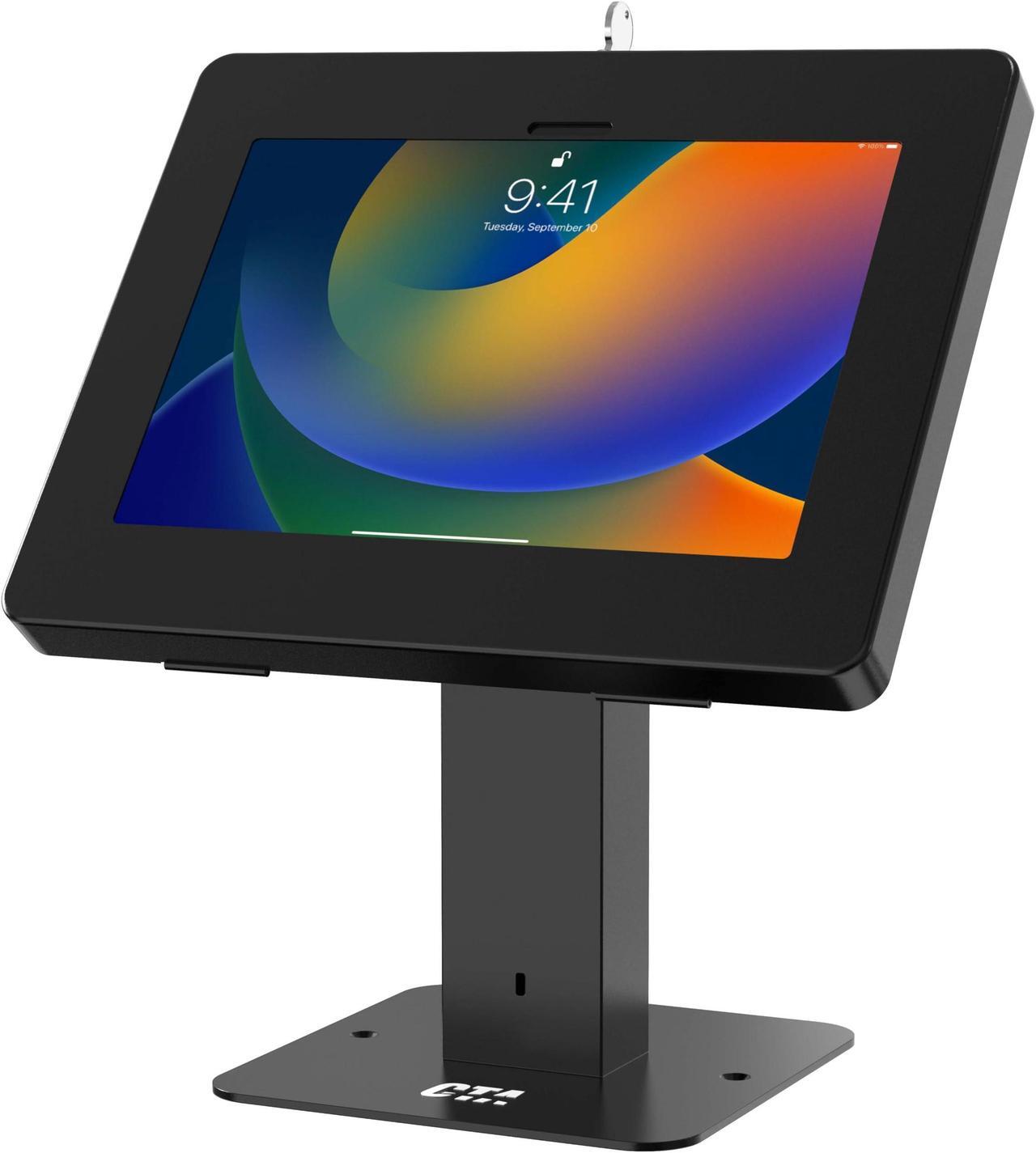 Main image of CTA Digital Sleek Tabletop Stand for iPad Tablets with Lockable Enclosure for iPad 10th Gen 10.9" - iPad Pro 10.5" & More - Black - (PAD-RSDMB)