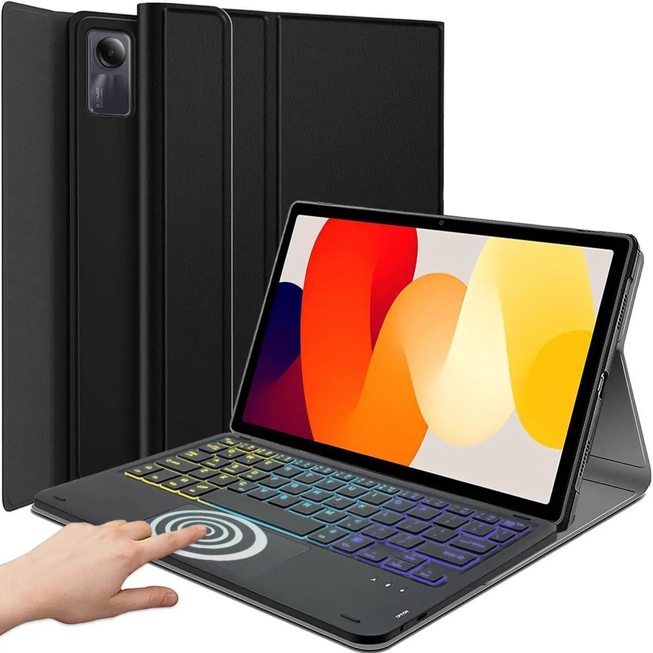 Main image of DKAHOEE Backlit Touchpad Keyboard Case for Xiaomi Redmi Pad SE 11 inch 2023, 3-Zone Backlit Wireless Trackpad Keyboard with Protective Slim Stand Cover Case for 11" Redmi Pad SE 2023 Release