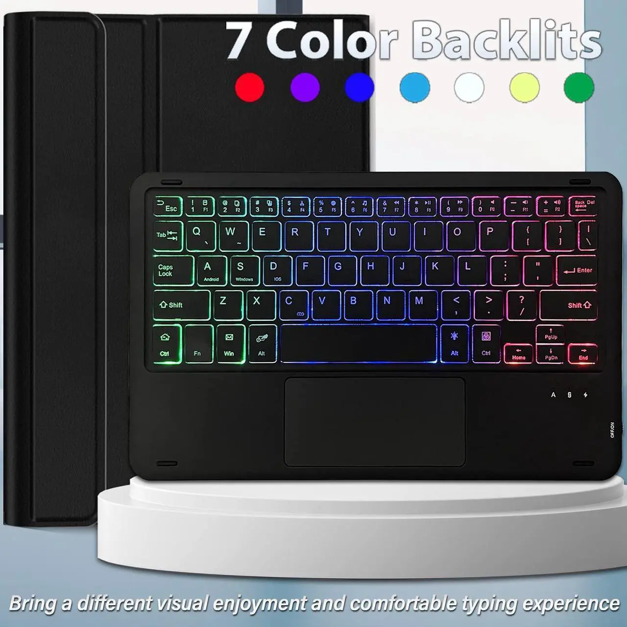 Alt view image 5 of 5 - DKAHOEE Backlit Touchpad Keyboard Case for Xiaomi Redmi Pad SE 11 inch 2023, 3-Zone Backlit Wireless Trackpad Keyboard with Protective Slim Stand Cover Case for 11" Redmi Pad SE 2023 Release