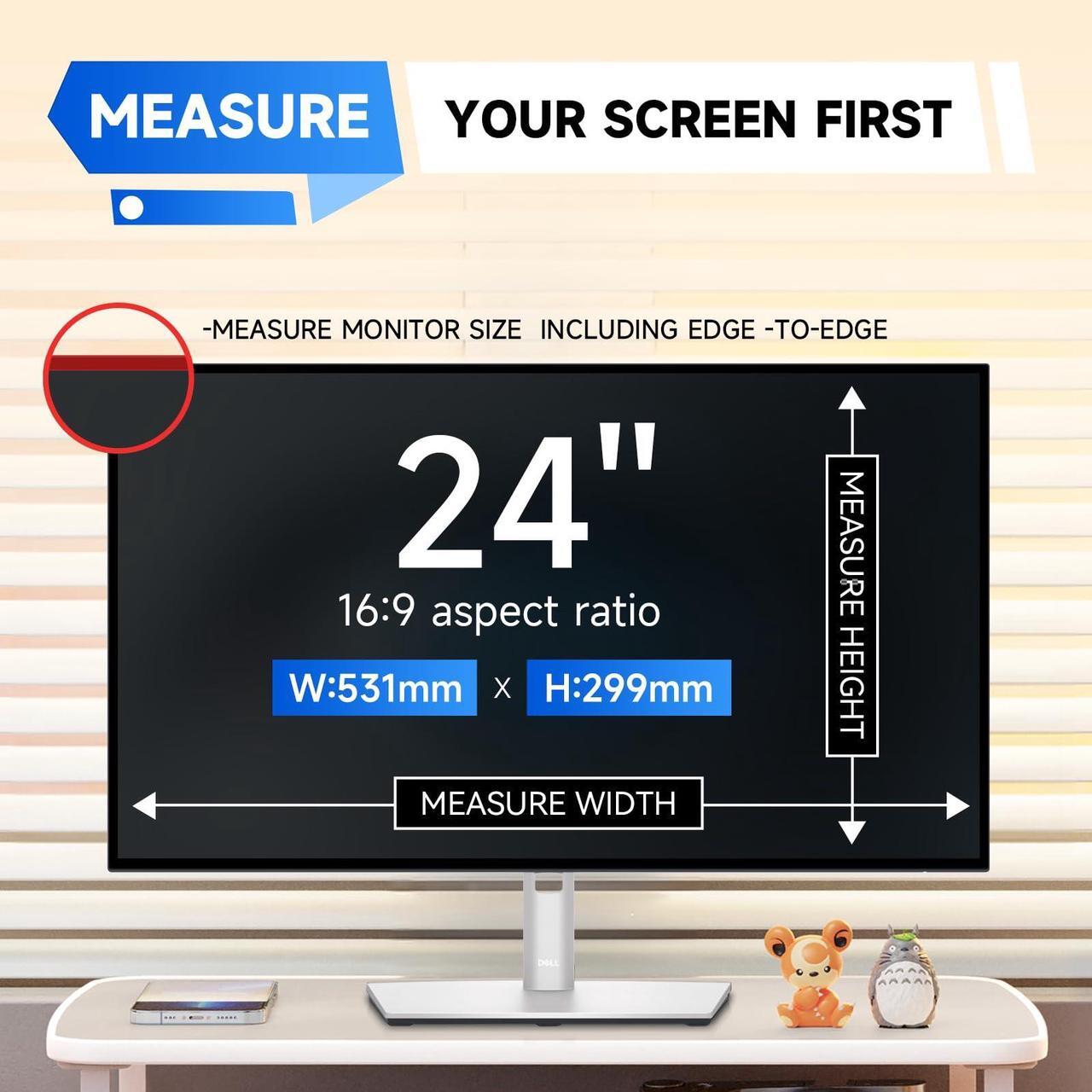 Alt view image 2 of 5 - IPROKKO [(2 Pack)]  24 inch Anti-Blue Light monitor Screen Protector for 16:9 Widescreen,Removable Anti Glare Blue Light Blocking Screen Filter,LED PC Anti-UV Eye Protection Filter Film