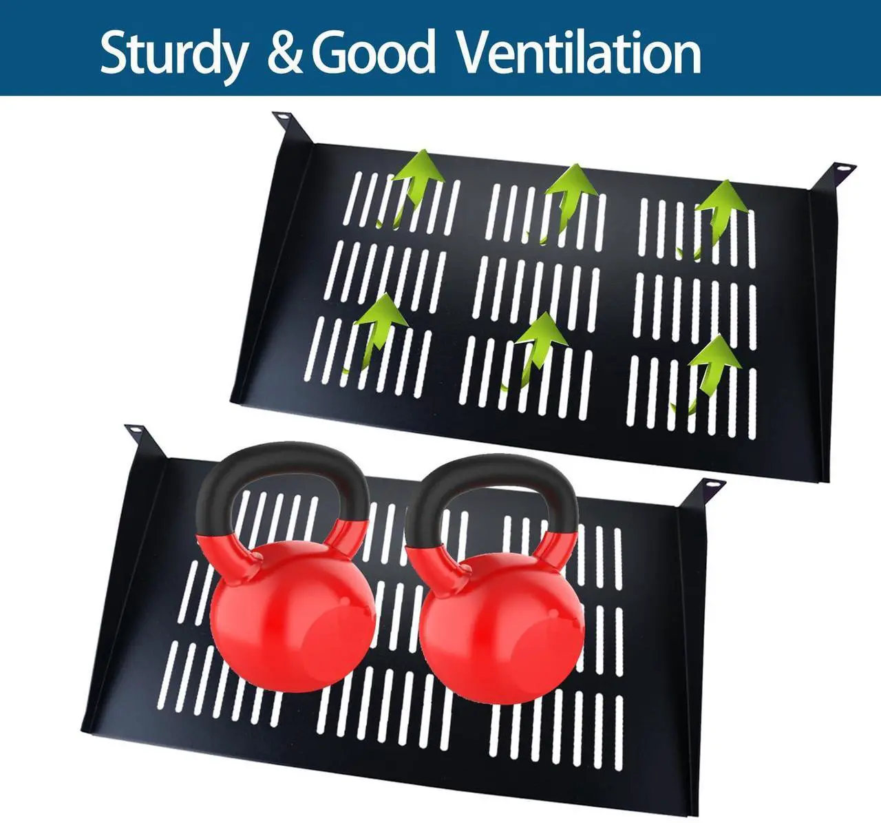 Alt view image 4 of 5 - Server Rack Shelf - 2Pcs 1U Rack Shelf for 19 Inch Cases - Ideal for Audio Racks, Network Equipment Shelf Mounting, Cantilever Mount (1U-2pcs)