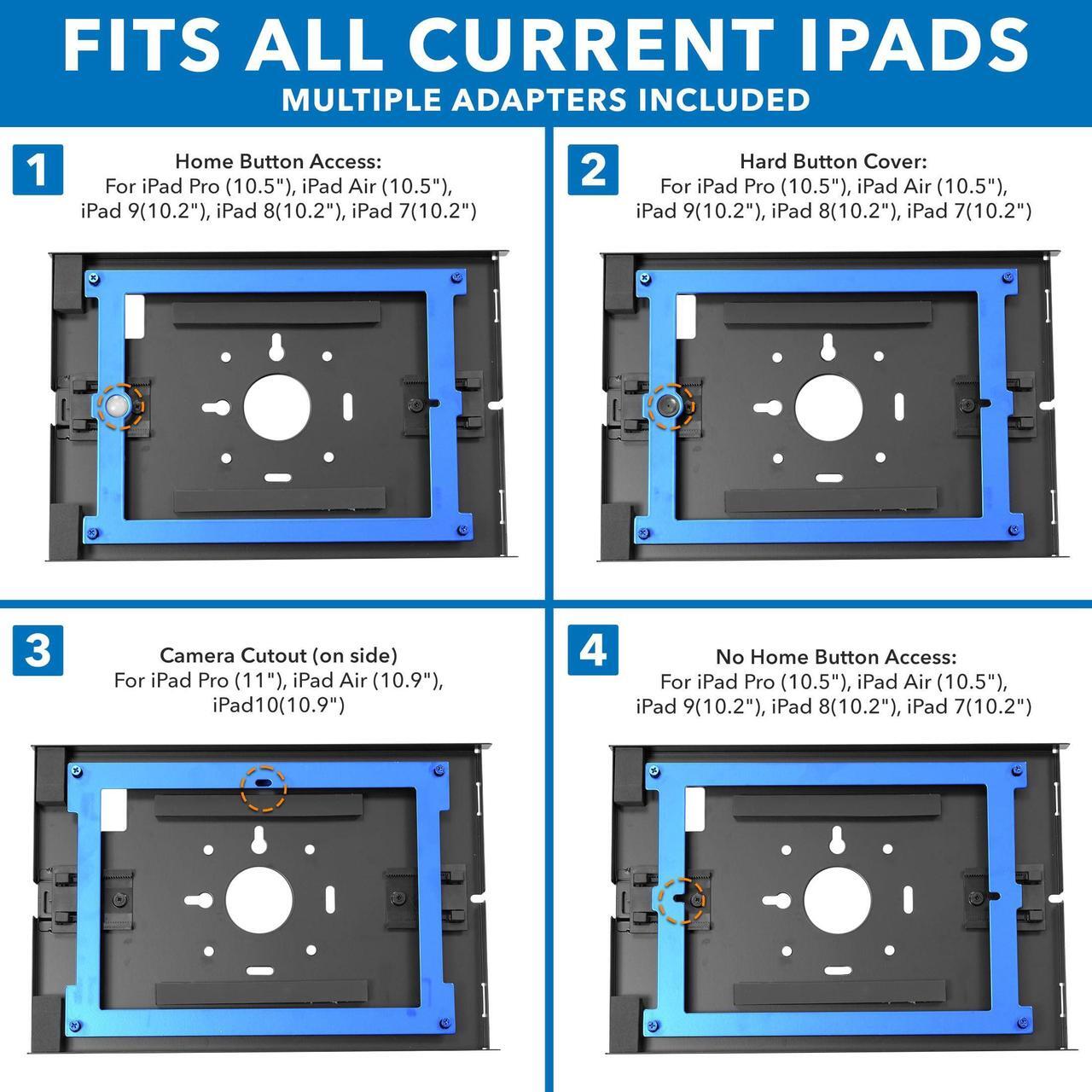 Alt view image 3 of 5 - Mount-It! Anti-Theft Tablet Kiosk Wall Mount Compatible with iPad 10, 9, 8, iPad Pro 10.5, iPad Air 10.5, Locking Kiosk for iPad, Stell Wall Kiosk, Black
