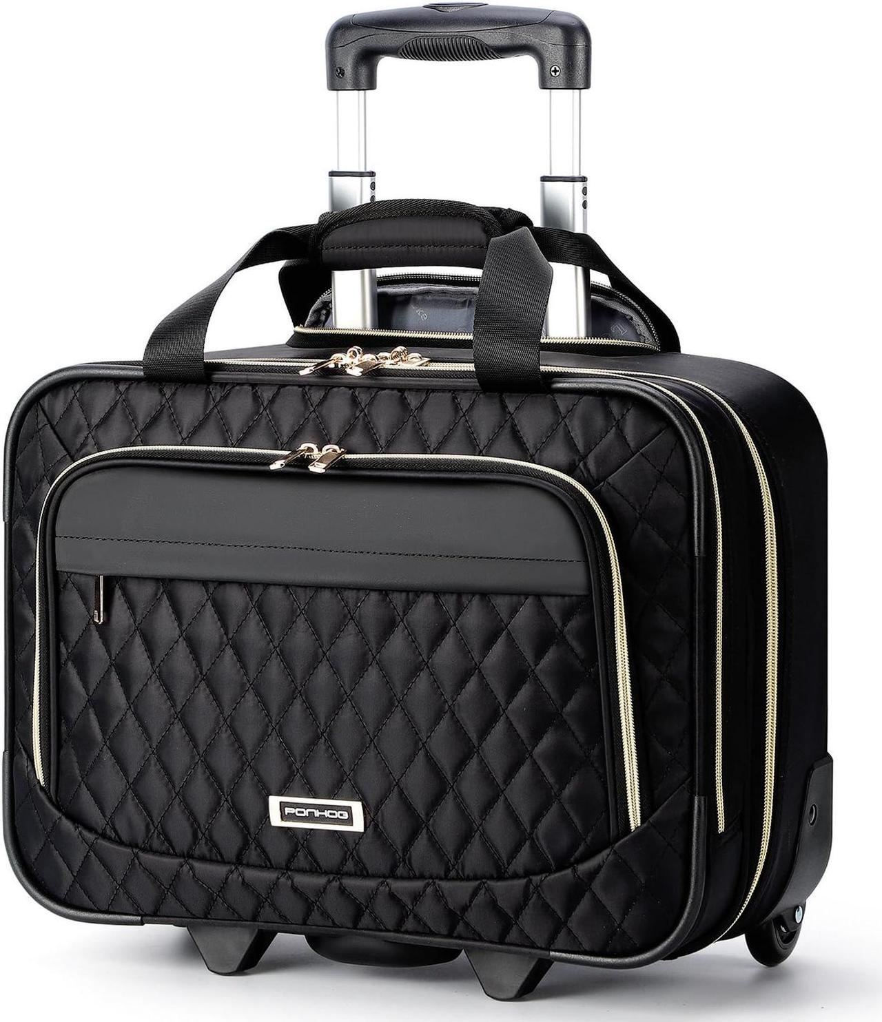 Main image of Ponhog Rolling Laptop Bag - Rolling Briefcase for Women 17.3 Inch Laptop Bag with Wheels Flight Approved Roller Bag Carry On Luggage for Work Travel College Computer Business Lightweight Black