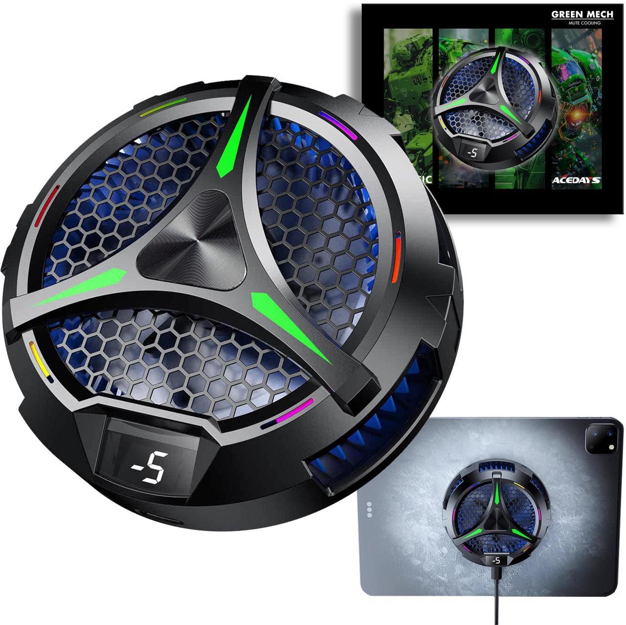 Main image of ACEDAYS Magnetic Cooler for iPad,Tablet Cooler for ipad/Surface pro/Samsung Tab,Universal Radiator with Temperature Display for Mobile Gaming,Tiktok Live Streaming (Green Mech)