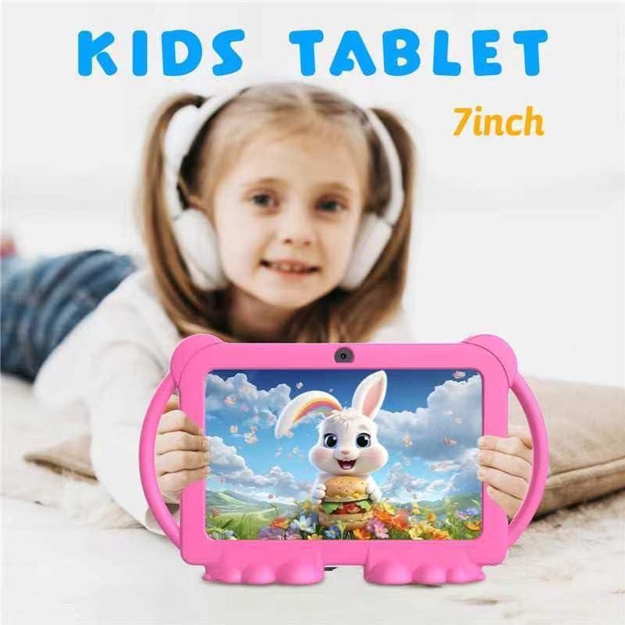 Alt view image 2 of 5 - Kids Tablet 7 inch for Girls, Android 12 Tablets for Kids, 4GB RAM 32GB ROM Toddler Tablet, WIFI Bluetooth, Safety Eye IPS Screen, Parental Control, Dual Camera Shockproof Case for Educational, Games.