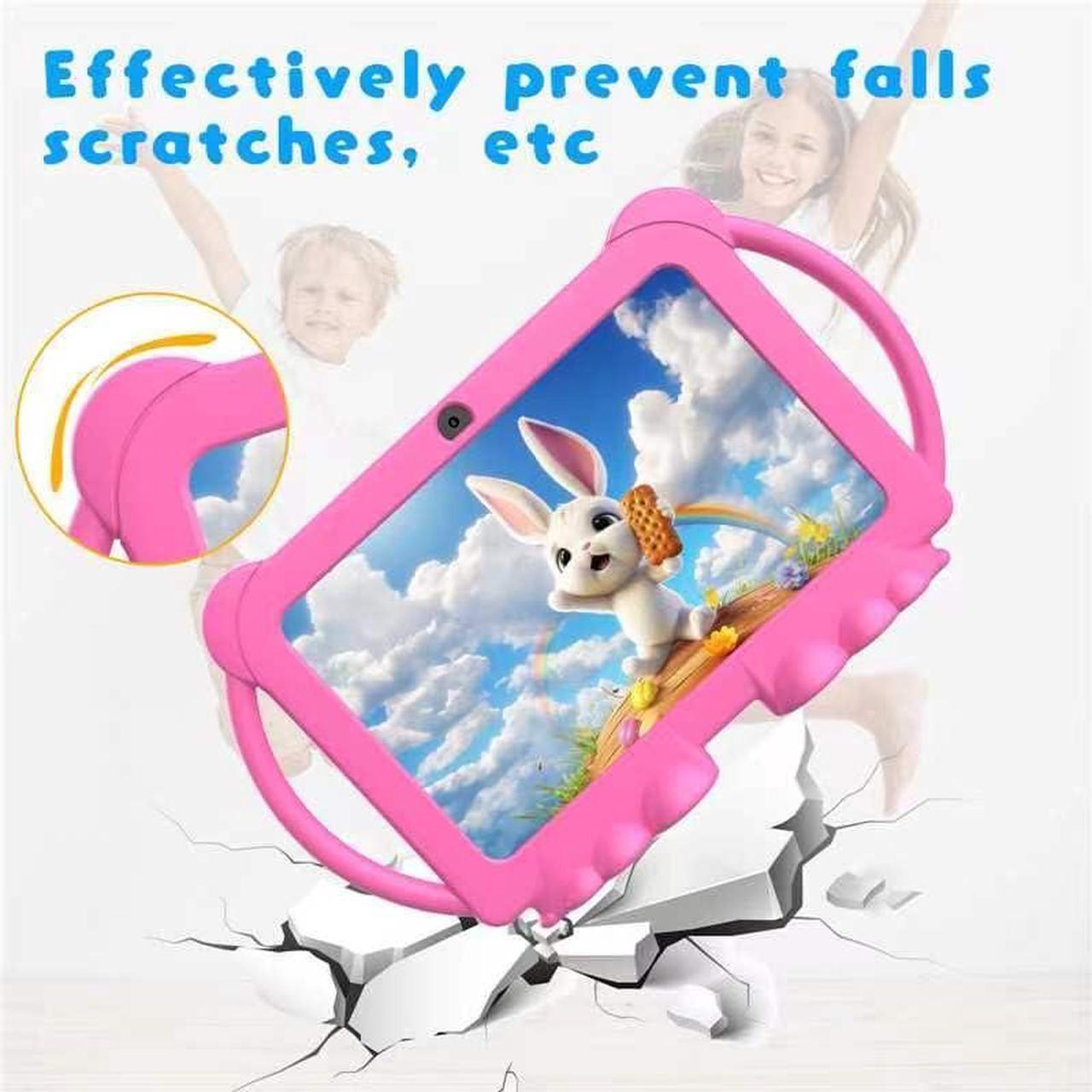 Alt view image 5 of 5 - Kids Tablet 7 inch for Girls, Android 12 Tablets for Kids, 4GB RAM 32GB ROM Toddler Tablet, WIFI Bluetooth, Safety Eye IPS Screen, Parental Control, Dual Camera Shockproof Case for Educational, Games.