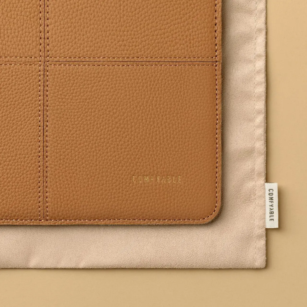 Alt view image 3 of 5 - Comfyable Laptop Sleeve 13 Inch Precisely Compatible with MacBook Air M4 M3 2025 & MacBook Pro M2 M1 2022, Genuine Leather Protective Case Cover, Biscuit Brown