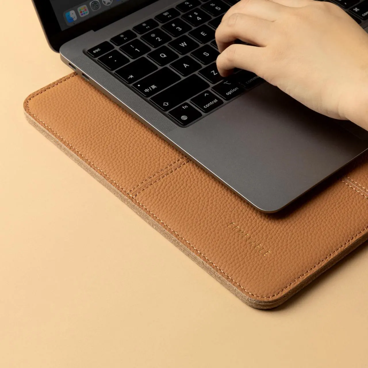 Alt view image 5 of 5 - Comfyable Laptop Sleeve 13 Inch Precisely Compatible with MacBook Air M4 M3 2025 & MacBook Pro M2 M1 2022, Genuine Leather Protective Case Cover, Biscuit Brown